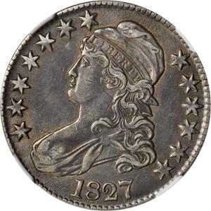 image for: 1827 Capped Bust Half Dollar. O-141. Rarity-3. Square Base 2. EF-40 (NGC).