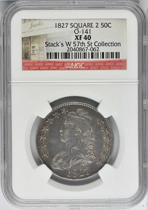 image for: 1827 Capped Bust Half Dollar. O-141. Rarity-3. Square Base 2. EF-40 (NGC).