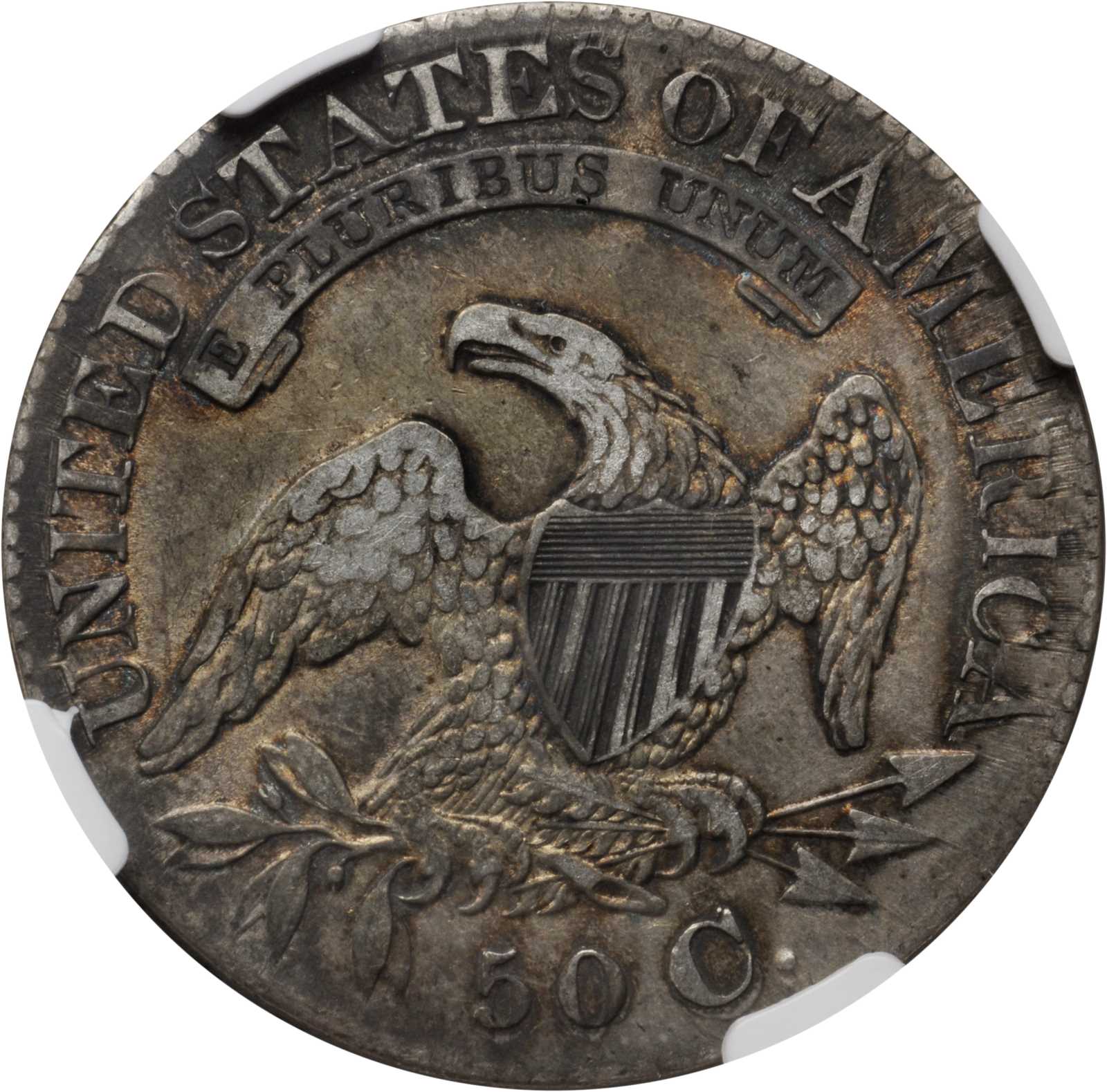 image for: 1828 Capped Bust Half Dollar. O-117. Rarity-1. Square Base 2, Small 8s, Large Letters. VF-35 (NGC).