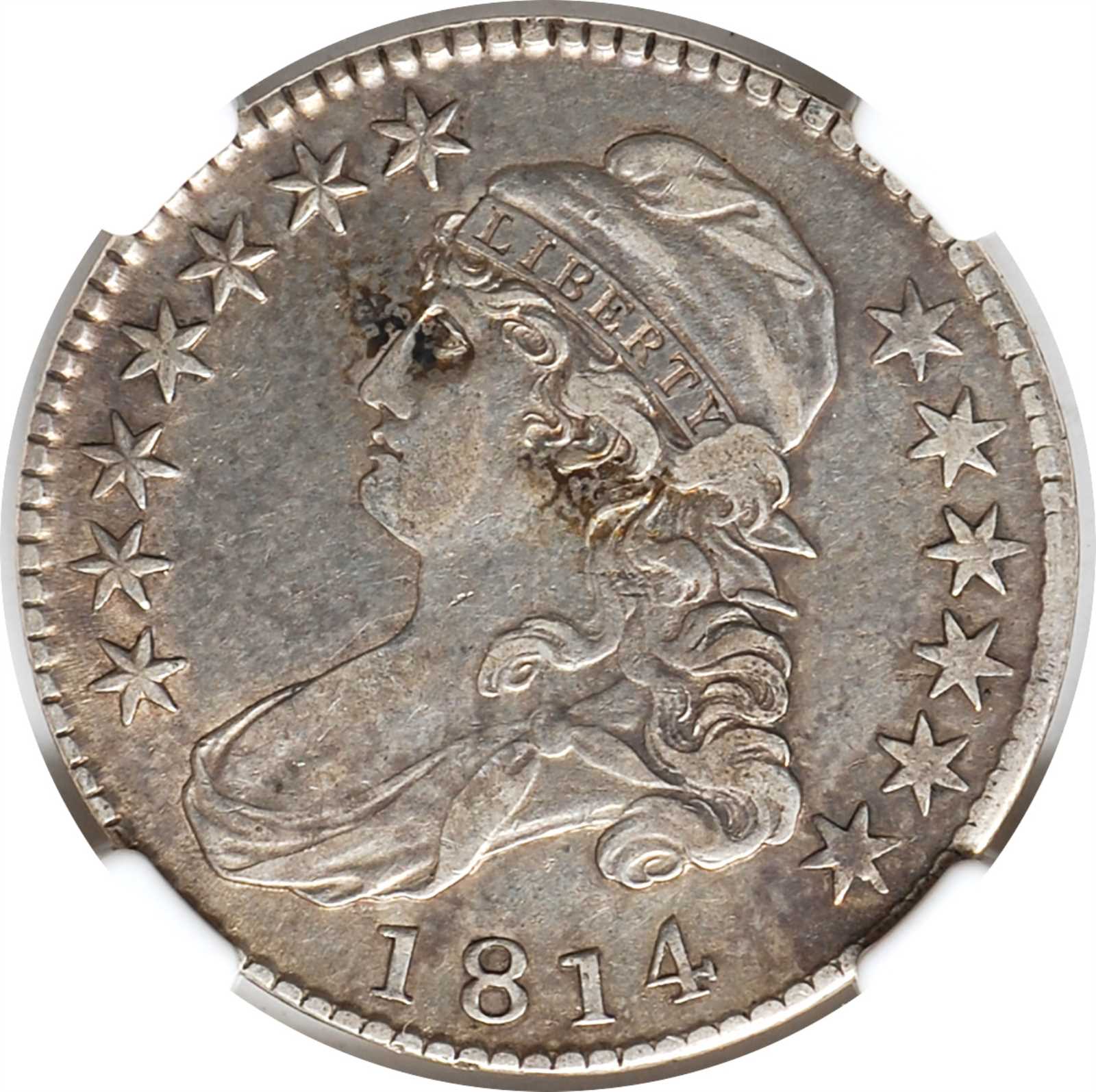 image for: 1814 Capped Bust Half Dollar. O-108. Rarity-2. E over A in STATES. VF-35 (NGC).