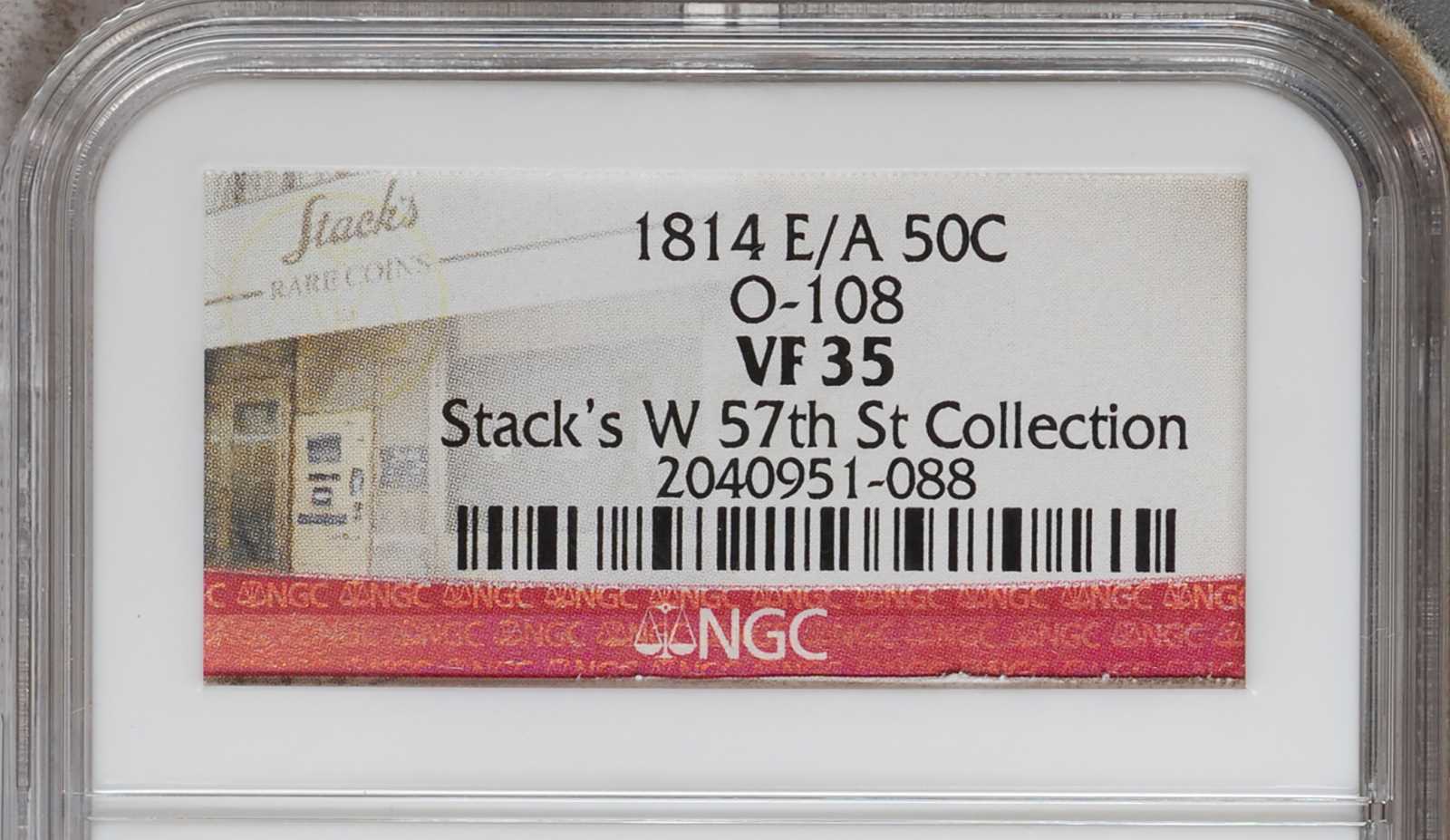 image for: 1814 Capped Bust Half Dollar. O-108. Rarity-2. E over A in STATES. VF-35 (NGC).