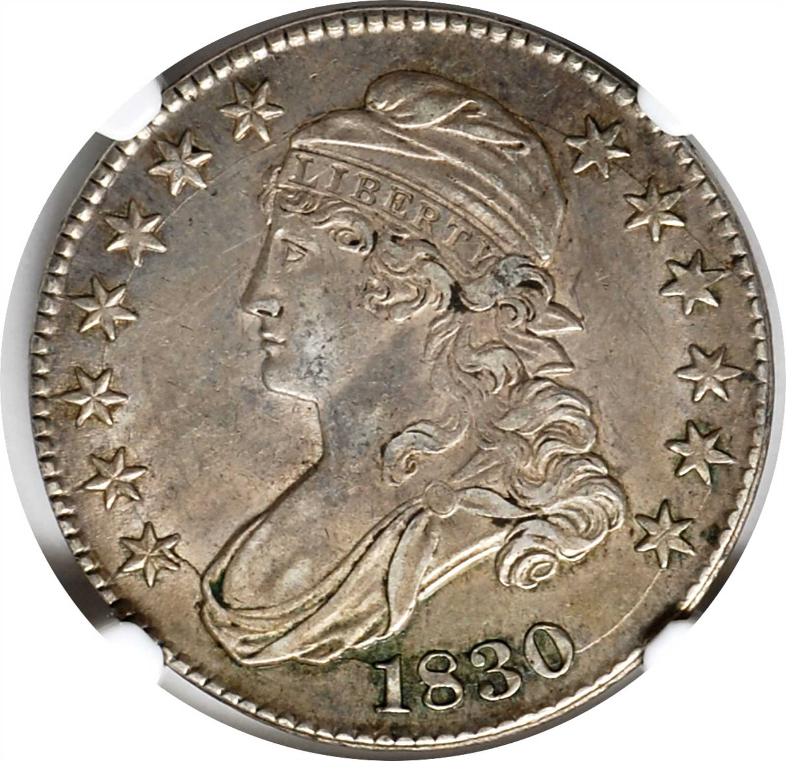 image for: 1830 Capped Bust Half Dollar. O-107a. Rarity-2. Small 0. AU-50 (NGC).