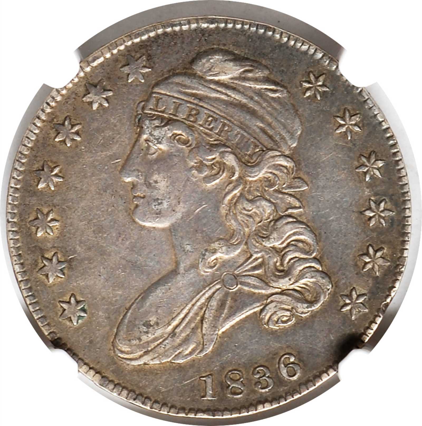 image for: 1836 Capped Bust Half Dollar. Lettered Edge. O-109. Rarity-3. EF-45 (NGC).