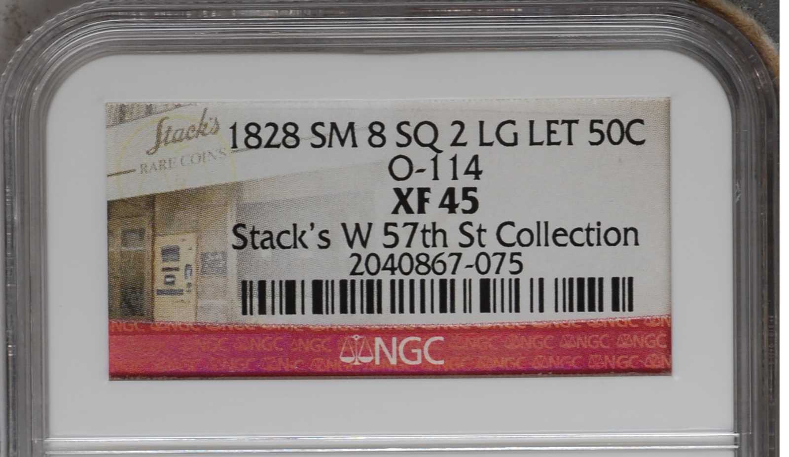 image for: 1828 Capped Bust Half Dollar. O-114. Rarity-3. Square 2, Small 8, Large Letters. EF-45 (NGC).