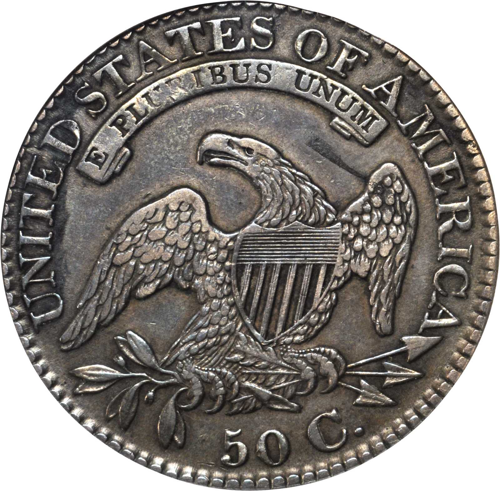 image for: 1827 Capped Bust Half Dollar. O-118. Rarity-3. Square Base 2. EF-45 (ANACS). OH.