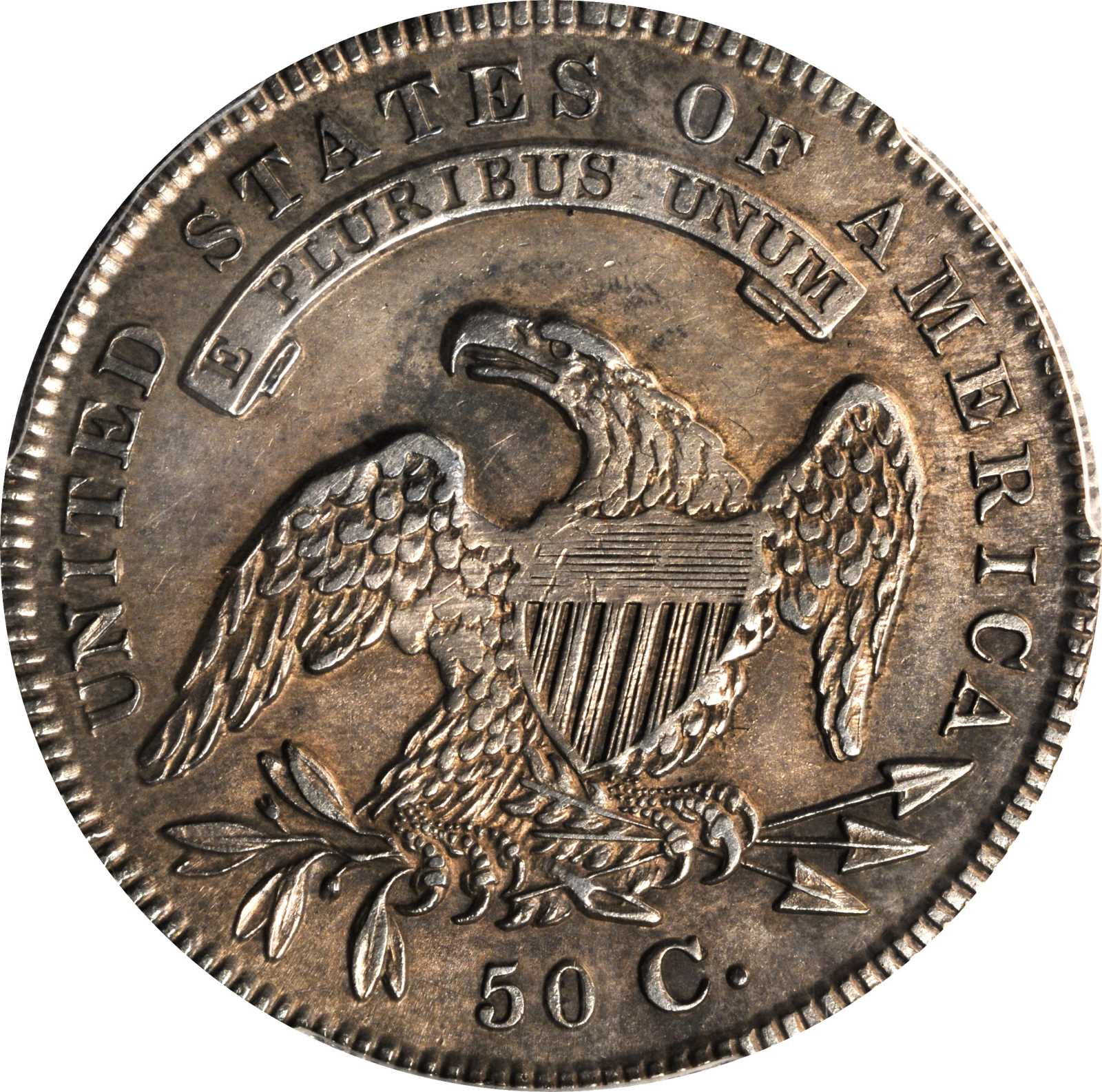 image for: 1836 Capped Bust Half Dollar. Lettered Edge. O-101. Rarity-1. AU Details--Questionable Color (PCGS)
