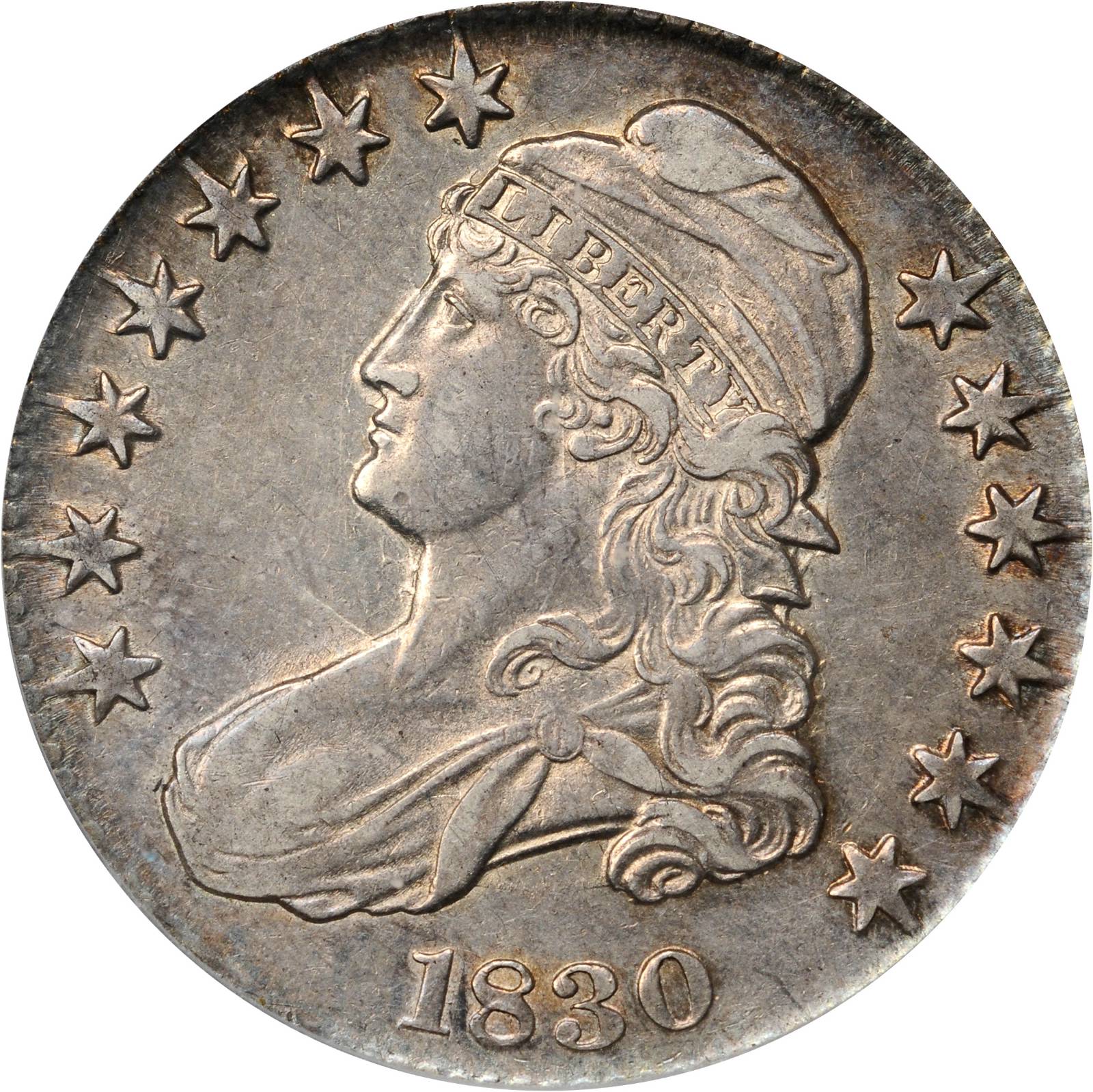 image for: 1830 Capped Bust Half Dollar. Overton 102, Small 0. AU-50 (PCGS).