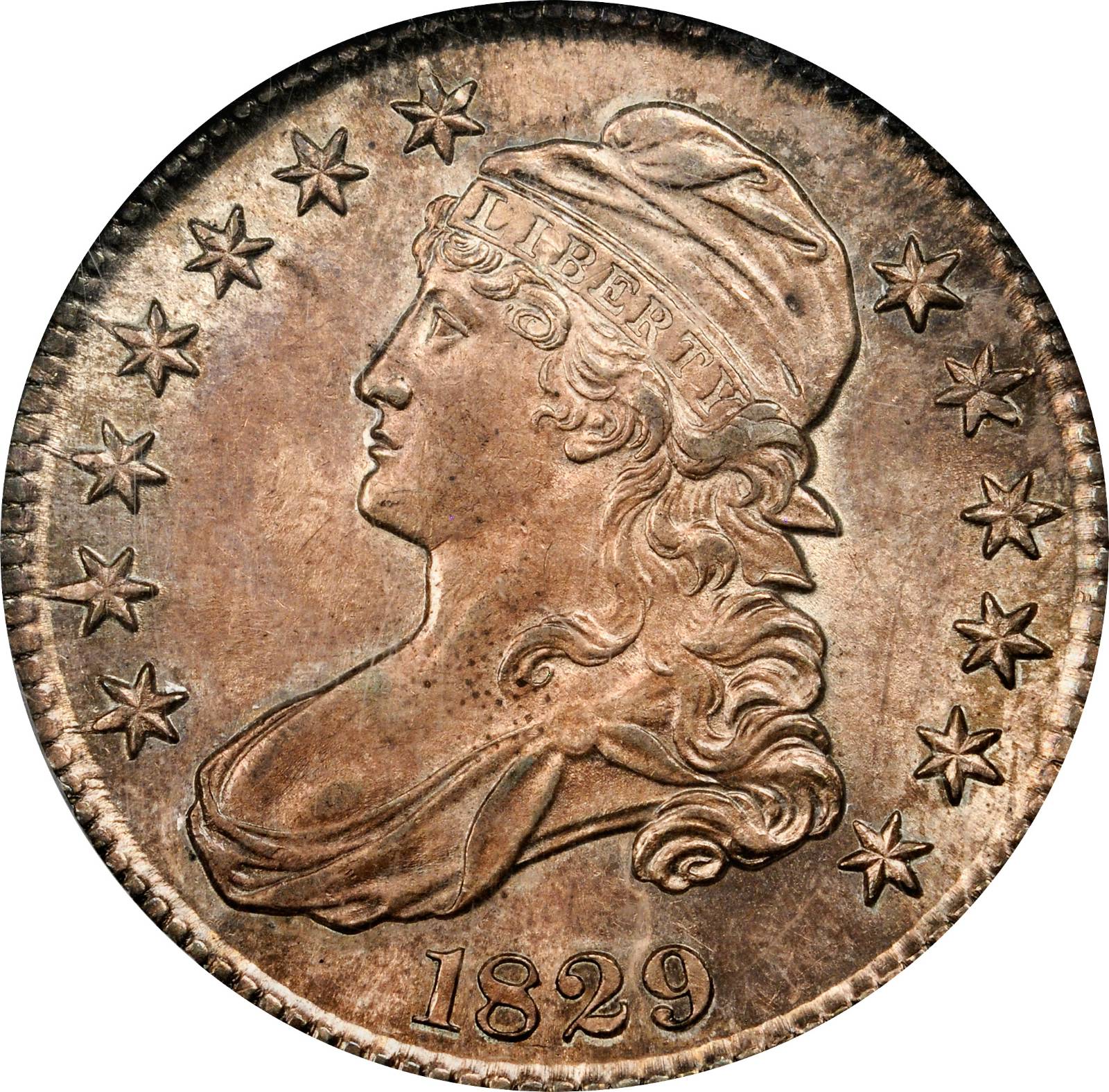 image for: 1829 Capped Bust Half Dollar. O-108. Rarity-2. Small Letters. MS-64 (NGC).