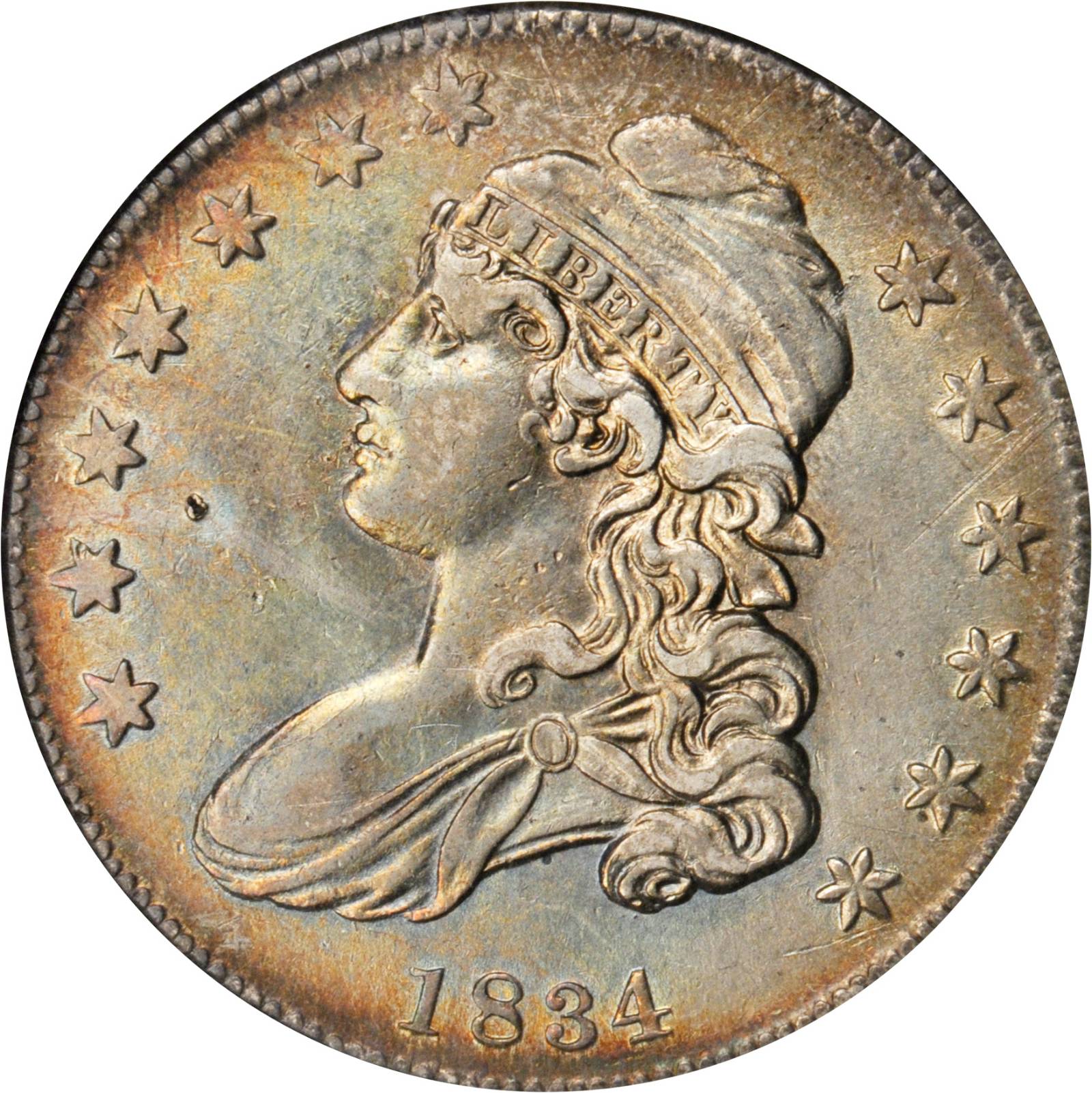 image for: 1834 Capped Bust Half Dollar. O-120. Rarity-4. Small Date, Small Letters. EF-40 (ANACS). OH.