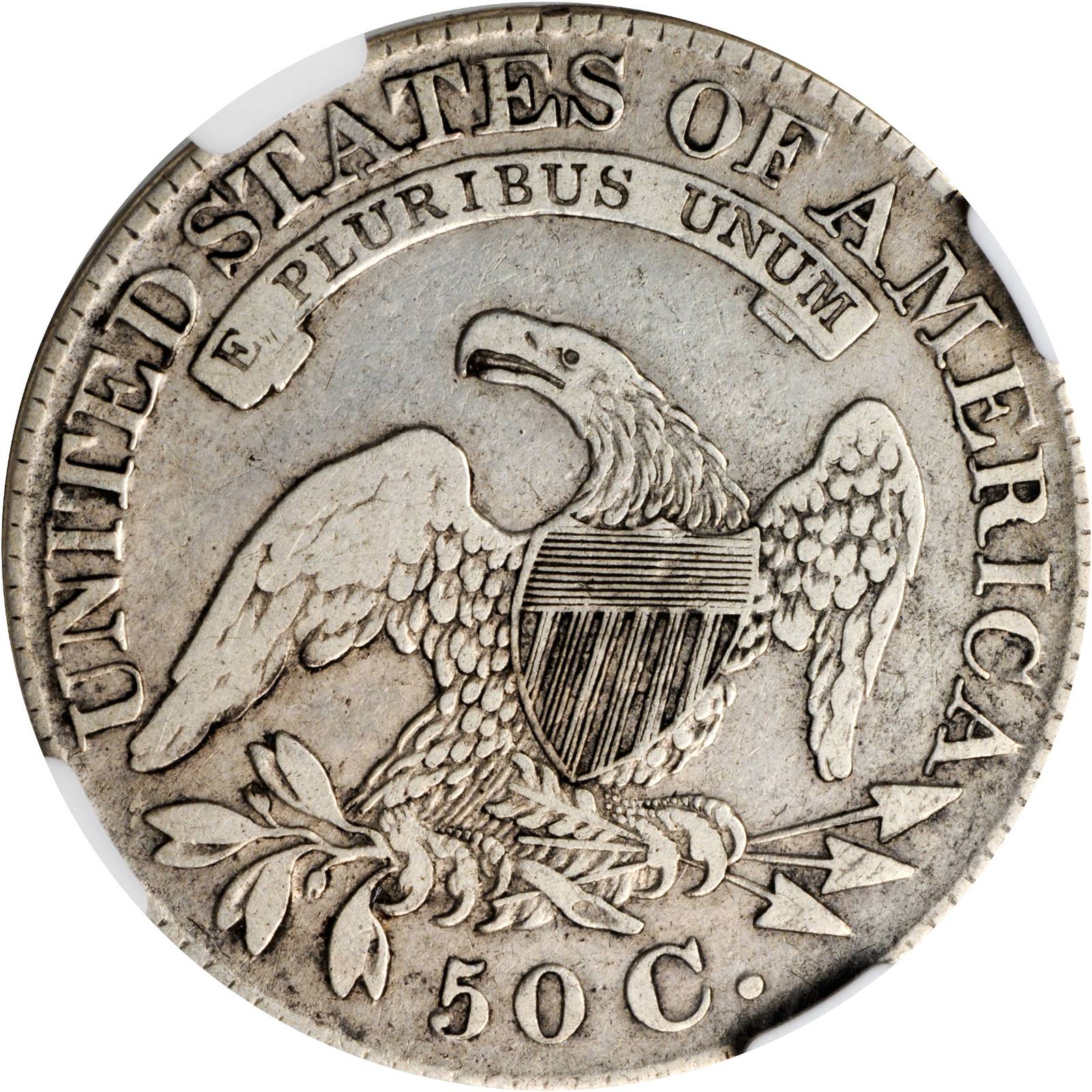 image for: 1828 Capped Bust Half Dollar. O-105. Rarity-5. Curl Base No Knob 2. VG Details--Improperly Cleaned (NGC).