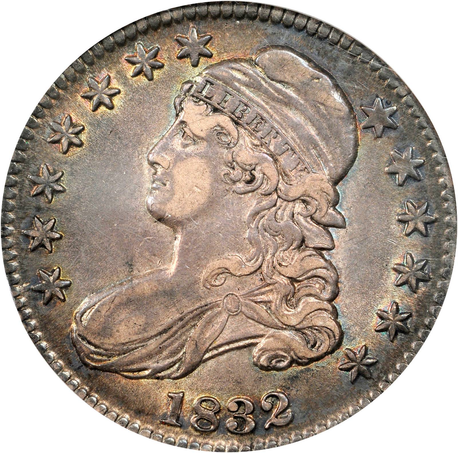 image for: 1832 Capped Bust Half Dollar. O-102a. Rarity-3. Small Letters. AU-55 (NGC).