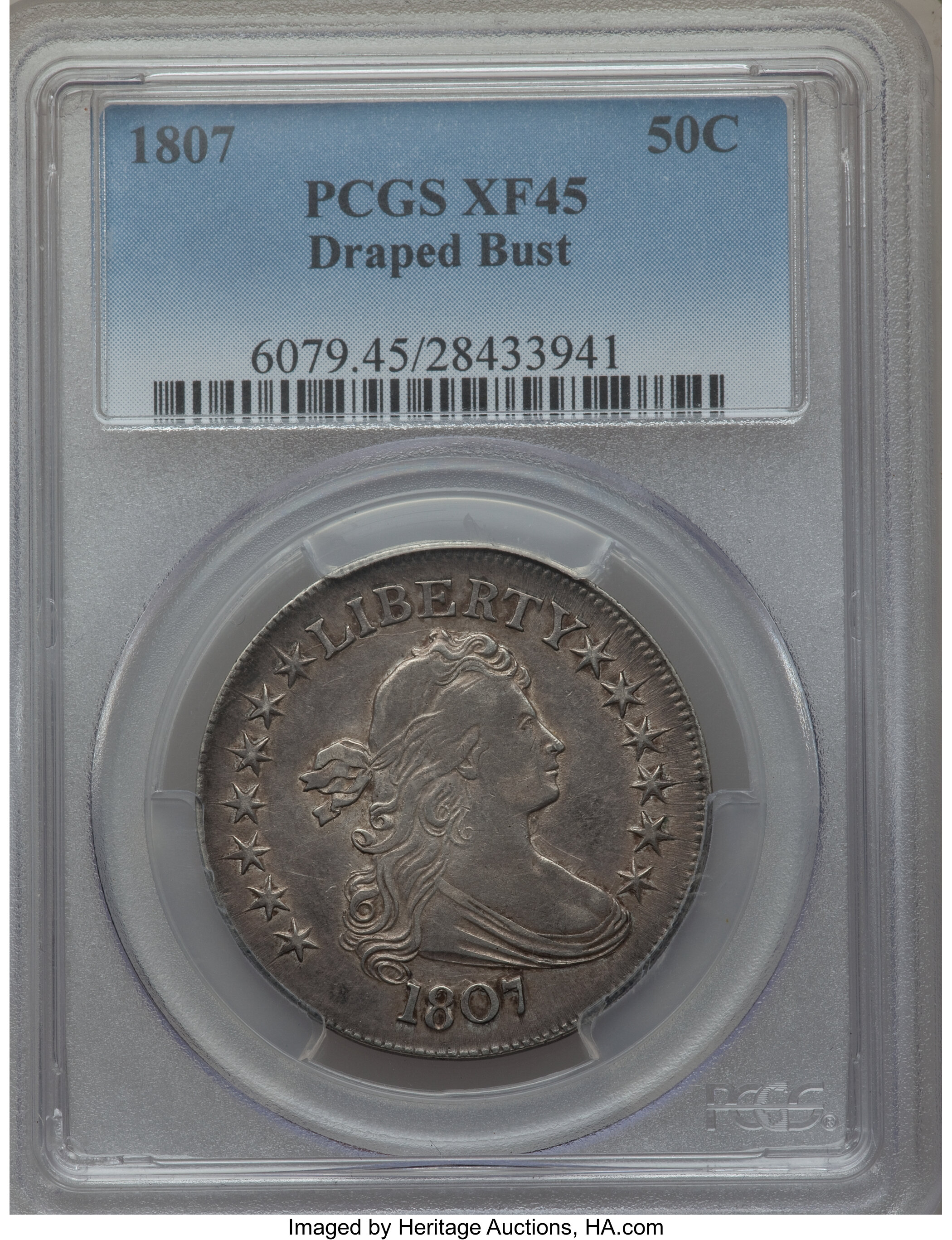 image for: 1807 50C Draped Bust, O-103, T-11, R.3, XF45 PCGS....