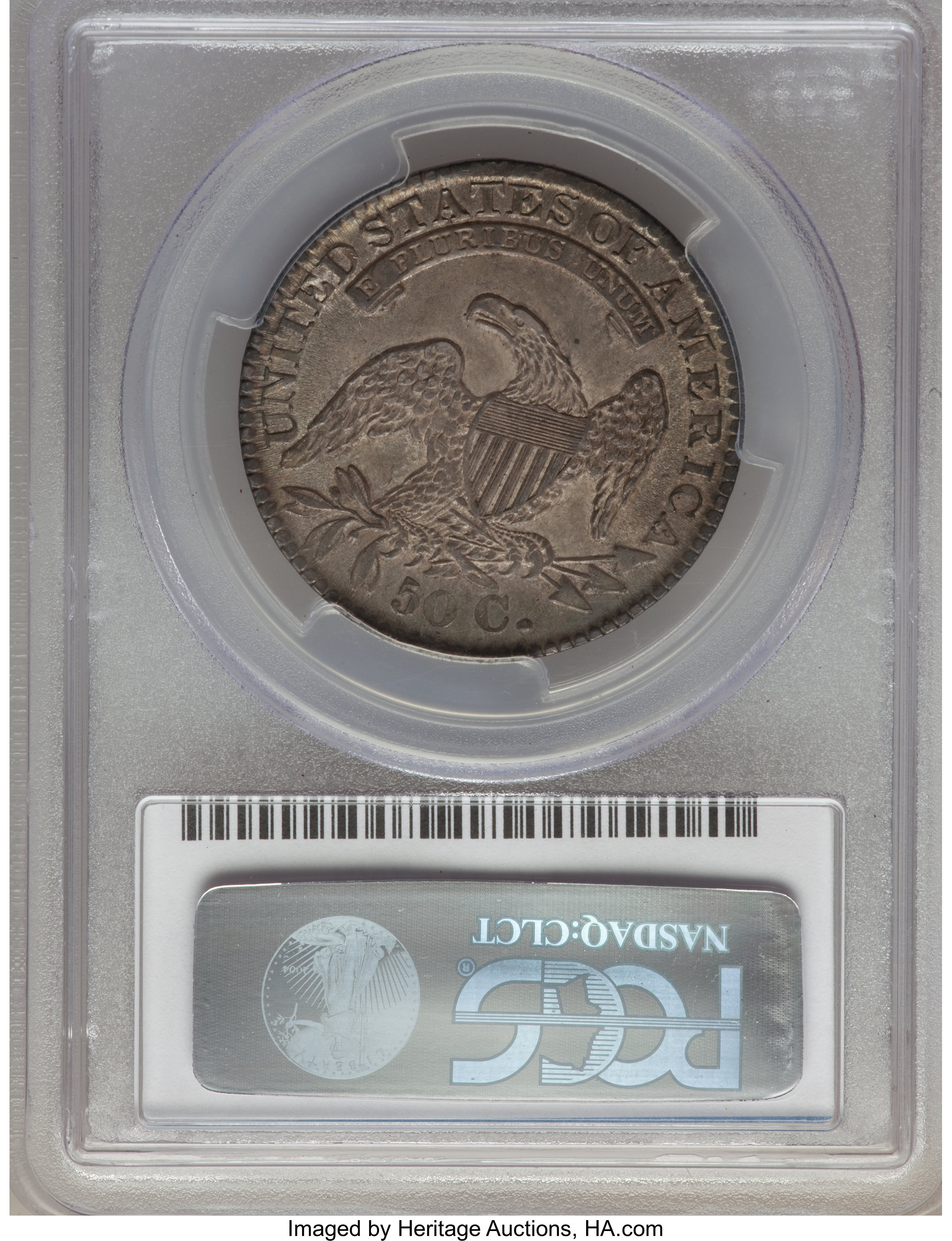 image for: 1832 50C Small Letters, O-105, AU55 PCGS Secure. CAC. Ex: Link. PCGS Population (1/3 and 0/0+). NGC Census: (0/2 and 0/0+)....