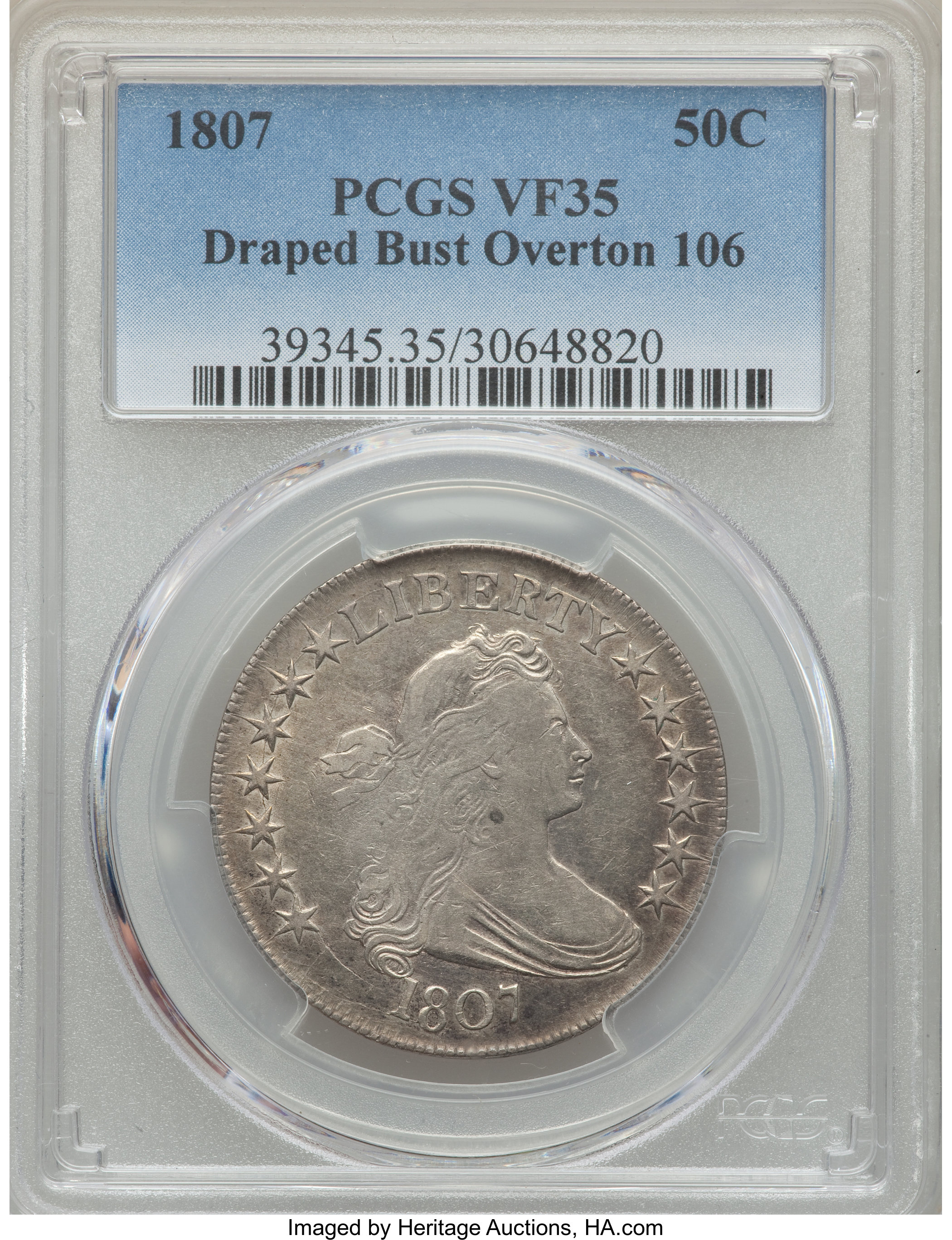 image for: 1807 50C Draped Bust, O-106, T-6, R.3, VF35 PCGS. PCGS Population: (3/2). NGC Census: (3/8).  ...