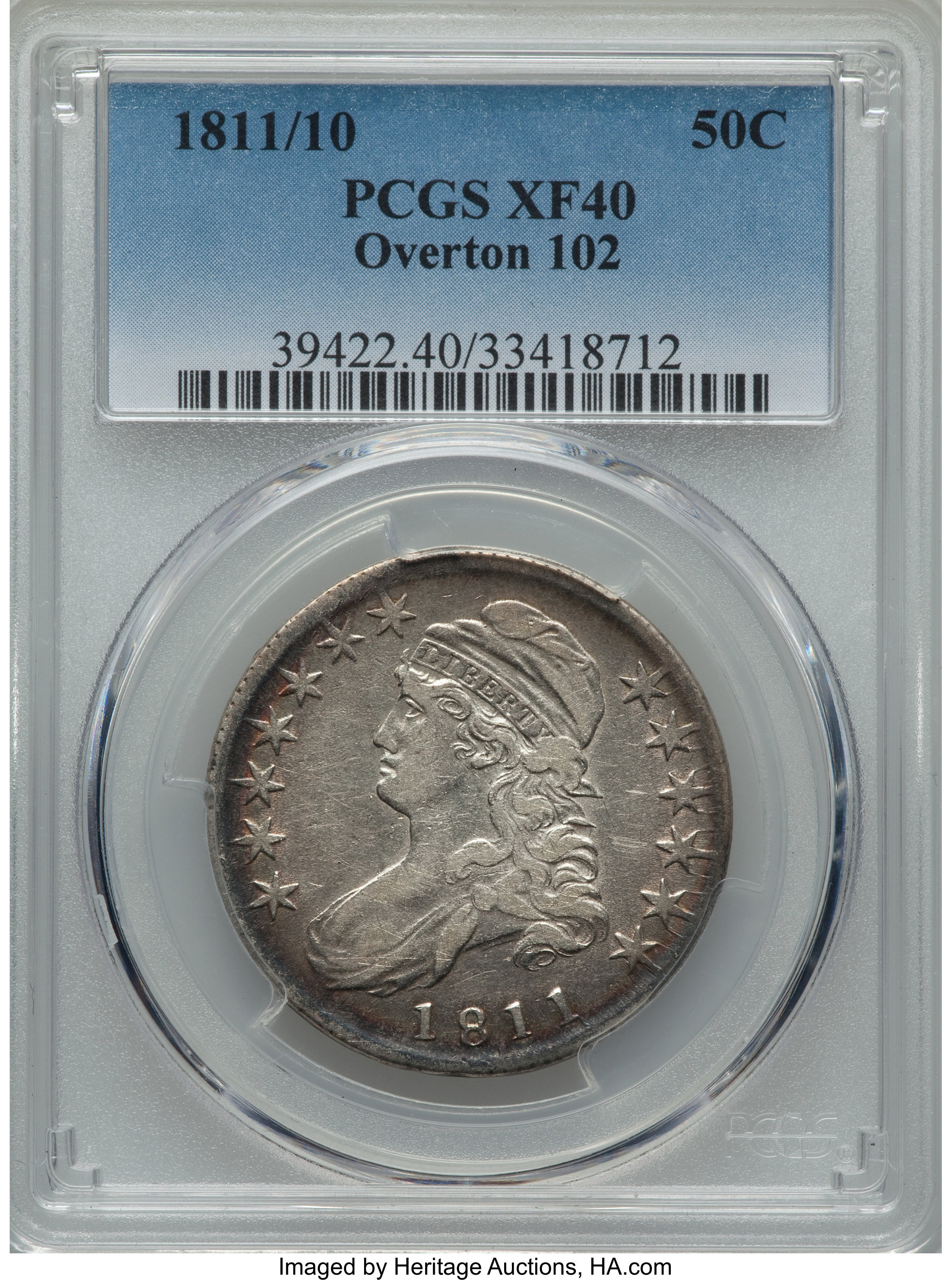 image for: 1811/10 50C O-102, R.4, XF40 PCGS. PCGS Population: (1/9). NGC Census: (1/4). XF40. Mintage 1,203,644. From The jwb10...