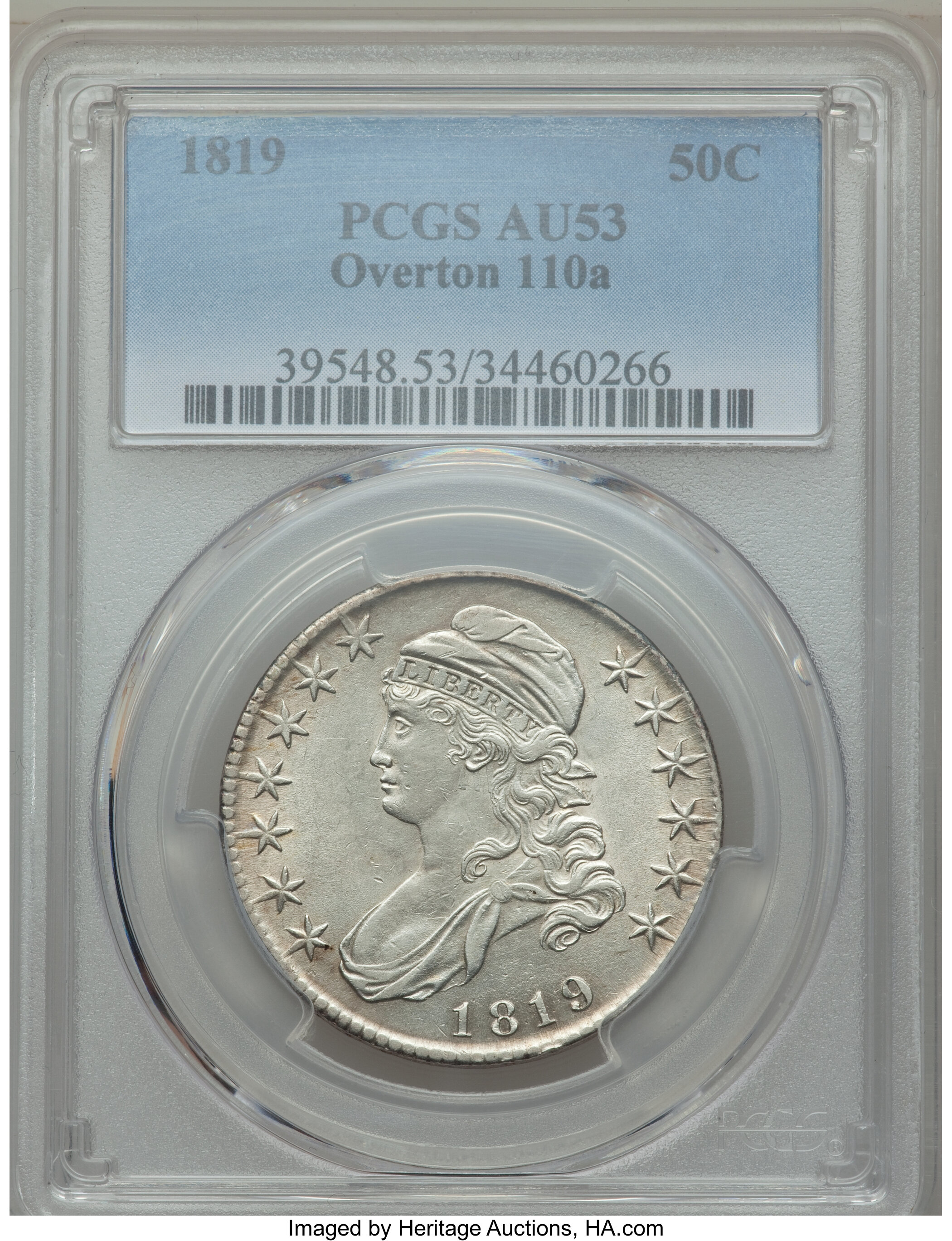 image for: 1819 50C O-110a, R.3, AU53 PCGS. PCGS Population: (2/4). NGC Census: (1/7). AU53. From The Loma Linda Collection, Par...