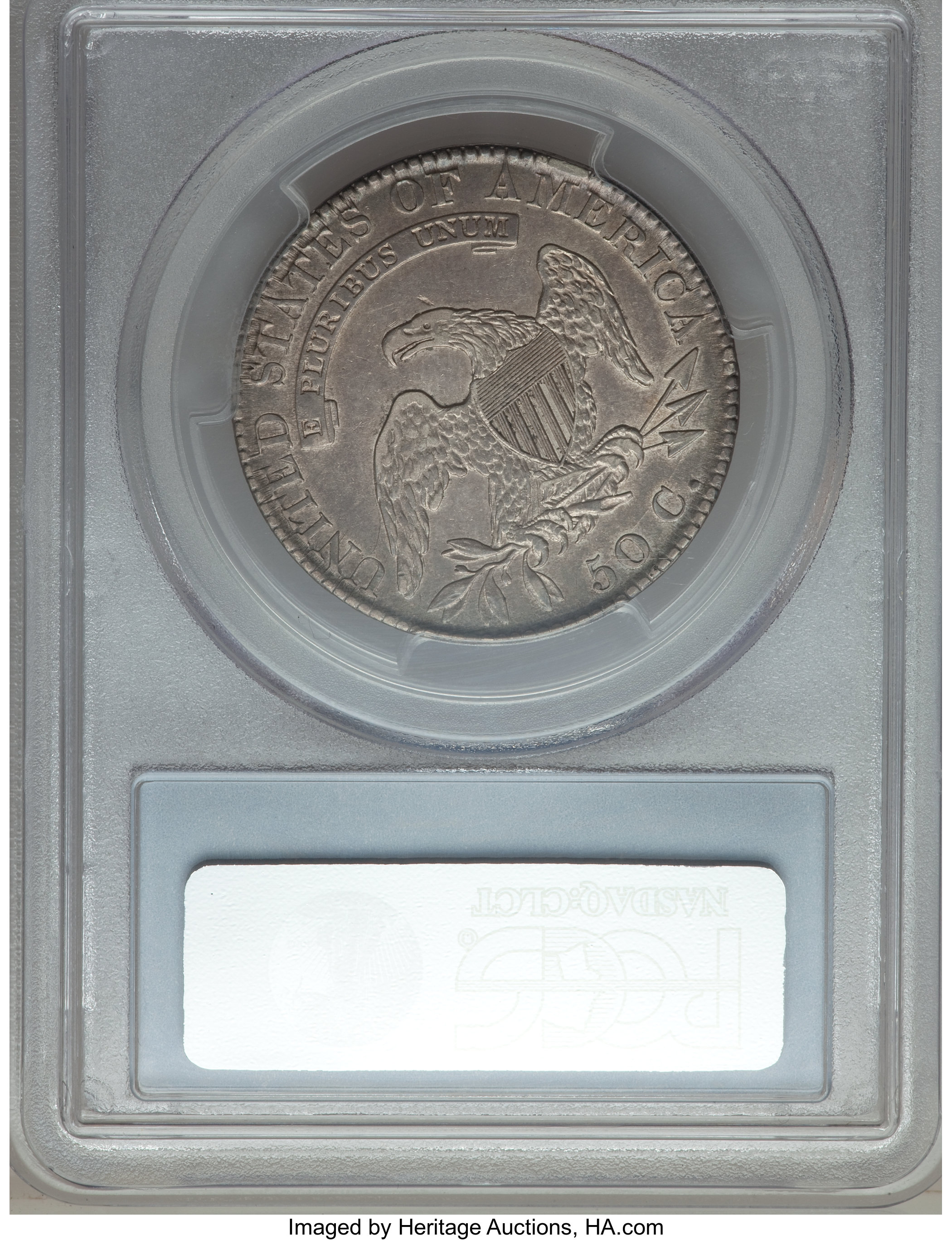 image for: 1820 50C Curl Base 2, Small Date, O-103a, R.2, XF45 PCGS. PCGS Population: (2/10). NGC Census: (3/11). XF45. Mintage 751,12...