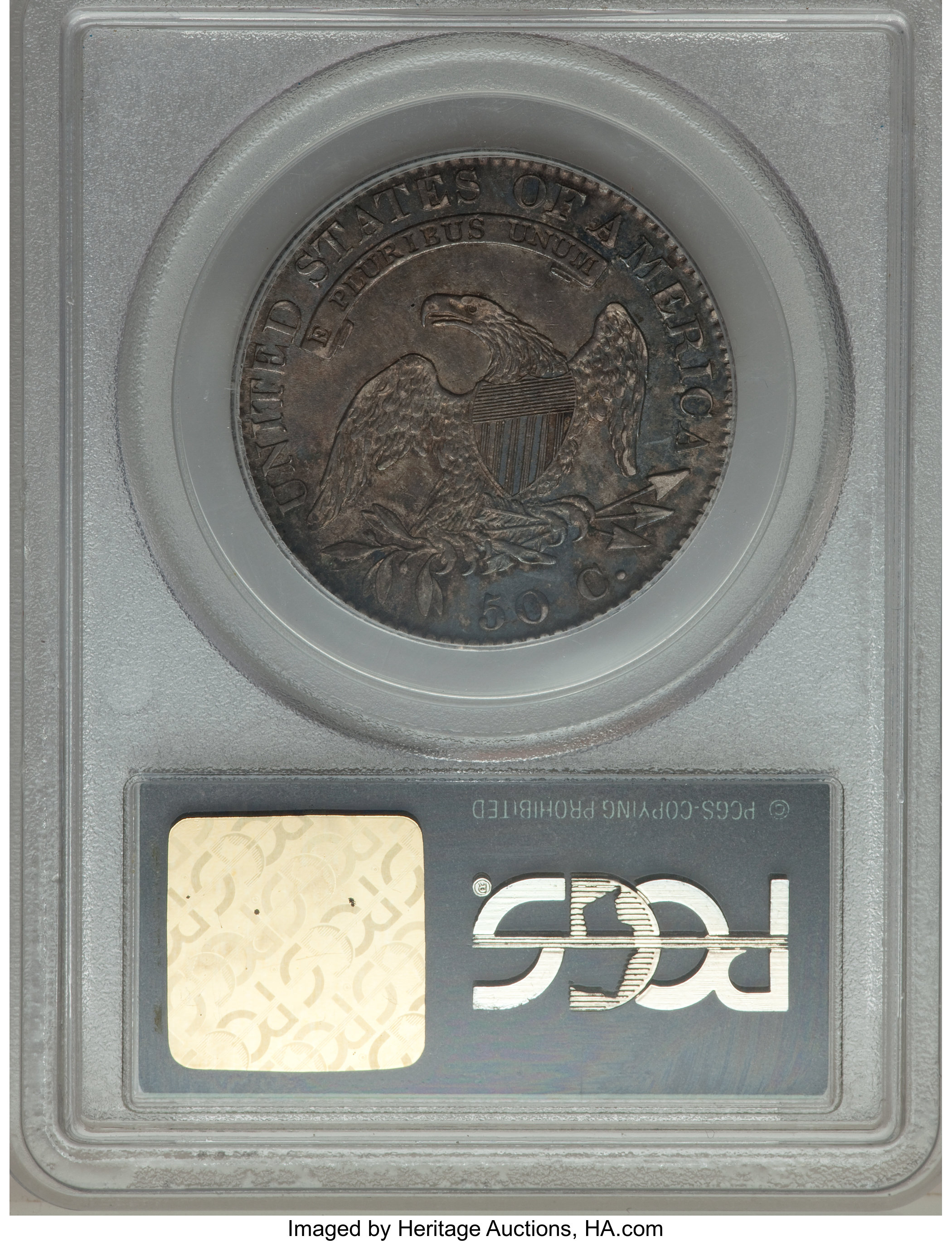 image for: 1821 50C O-103, R.2, AU55 PCGS. PCGS Population: (0/7). NGC Census: (3/12). AU55. Mintage 1,305,797. From The Merrill...