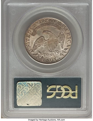 image for: 1827 50C Square Base 2, O-126, R.2, MS60 PCGS. PCGS Population: (0/3). NGC Census: (0/1). MS60. Mintage 5,493,400. Fr...