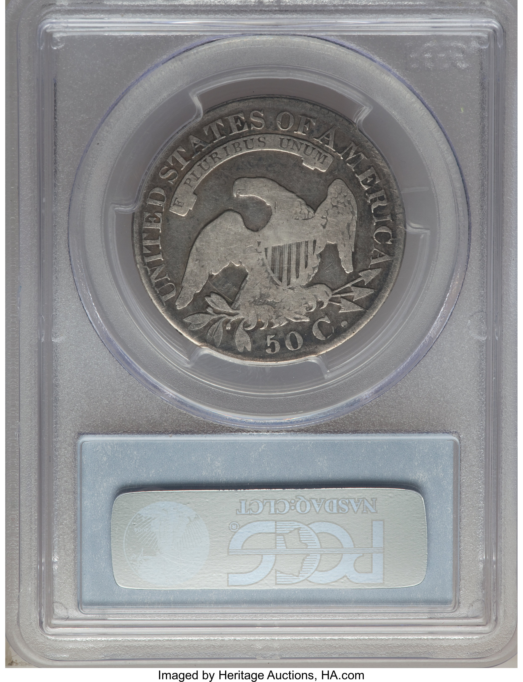 image for: 1828 50C Square Base 2, Small 8s, Large Letters, O-123a, R.5, Fine 15 PCGS. PCGS Population: (1/8). NGC Census: (0/1).  ...