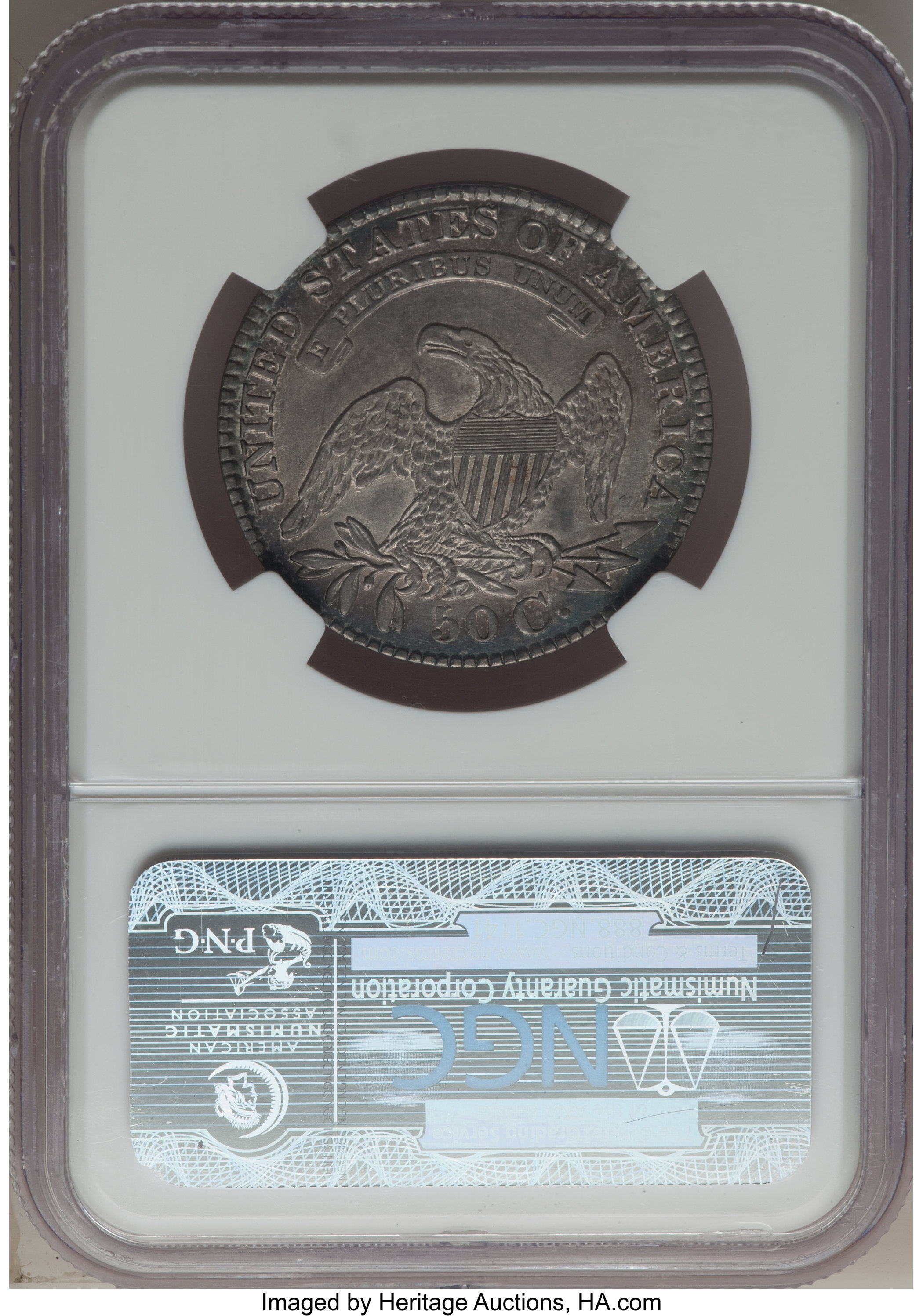 image for: 1829/7 50C O-102, R.2, AU55 NGC. NGC Census: (11/9). PCGS Population: (3/7). AU55. ...