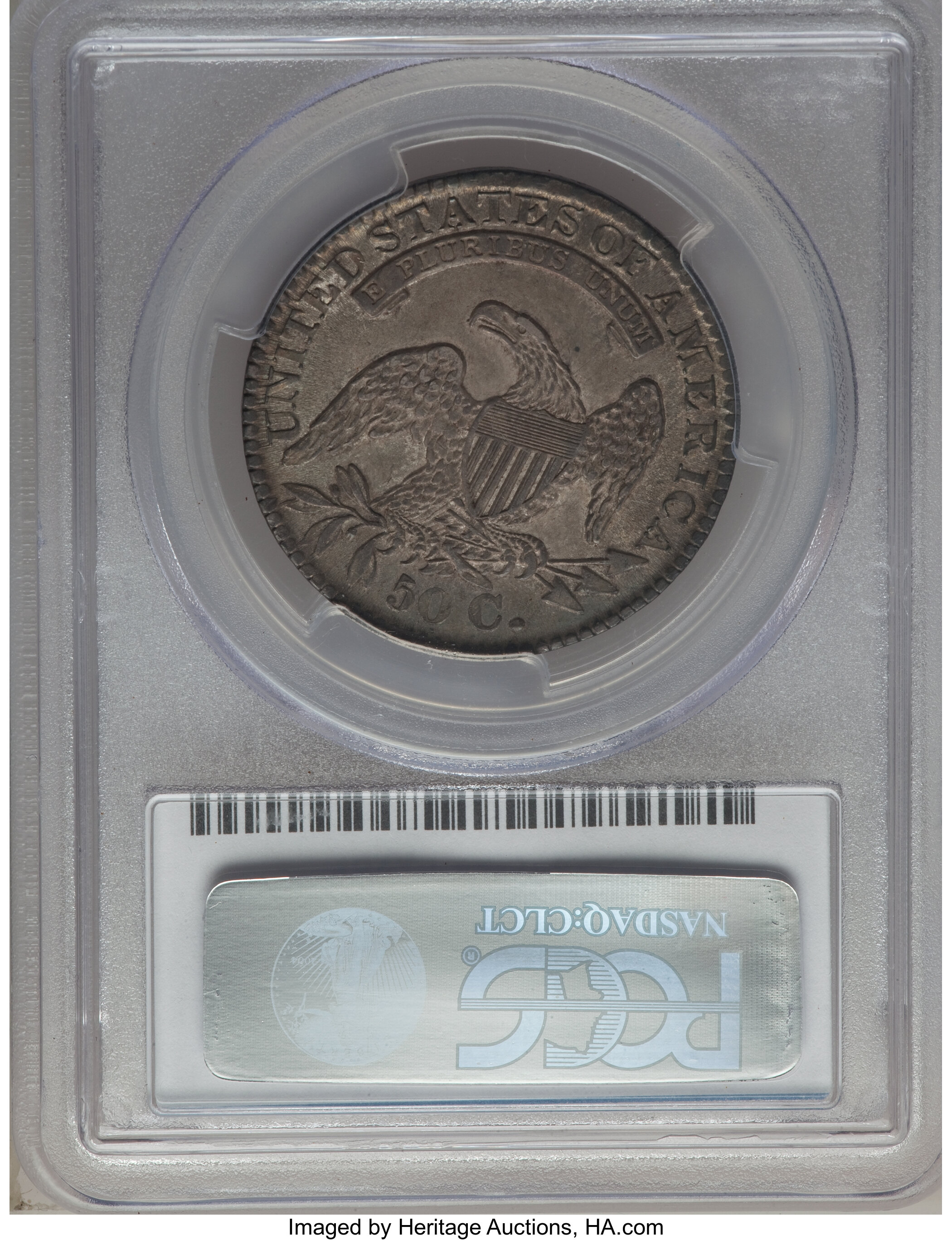 image for: 1832 50C Small Letters, O-105, R.3, AU55 PCGS Secure. CAC. PCGS Population: (1/3 and 0/0+). NGC Census: (0/3 and 0/0+). AU5...