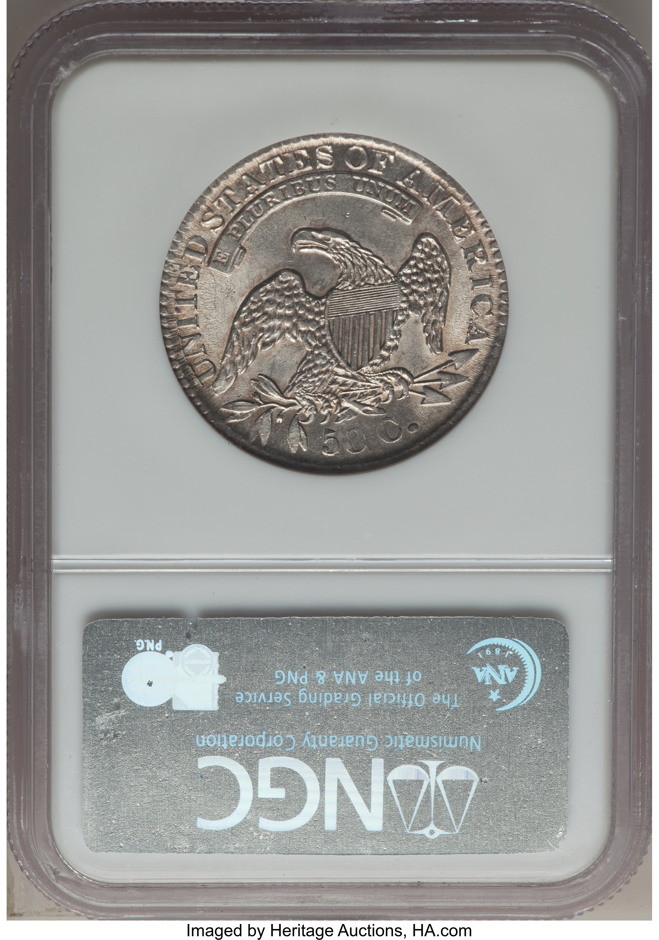 image for: 1832 50C Small Letters, O-105, R.3, MS62 NGC....