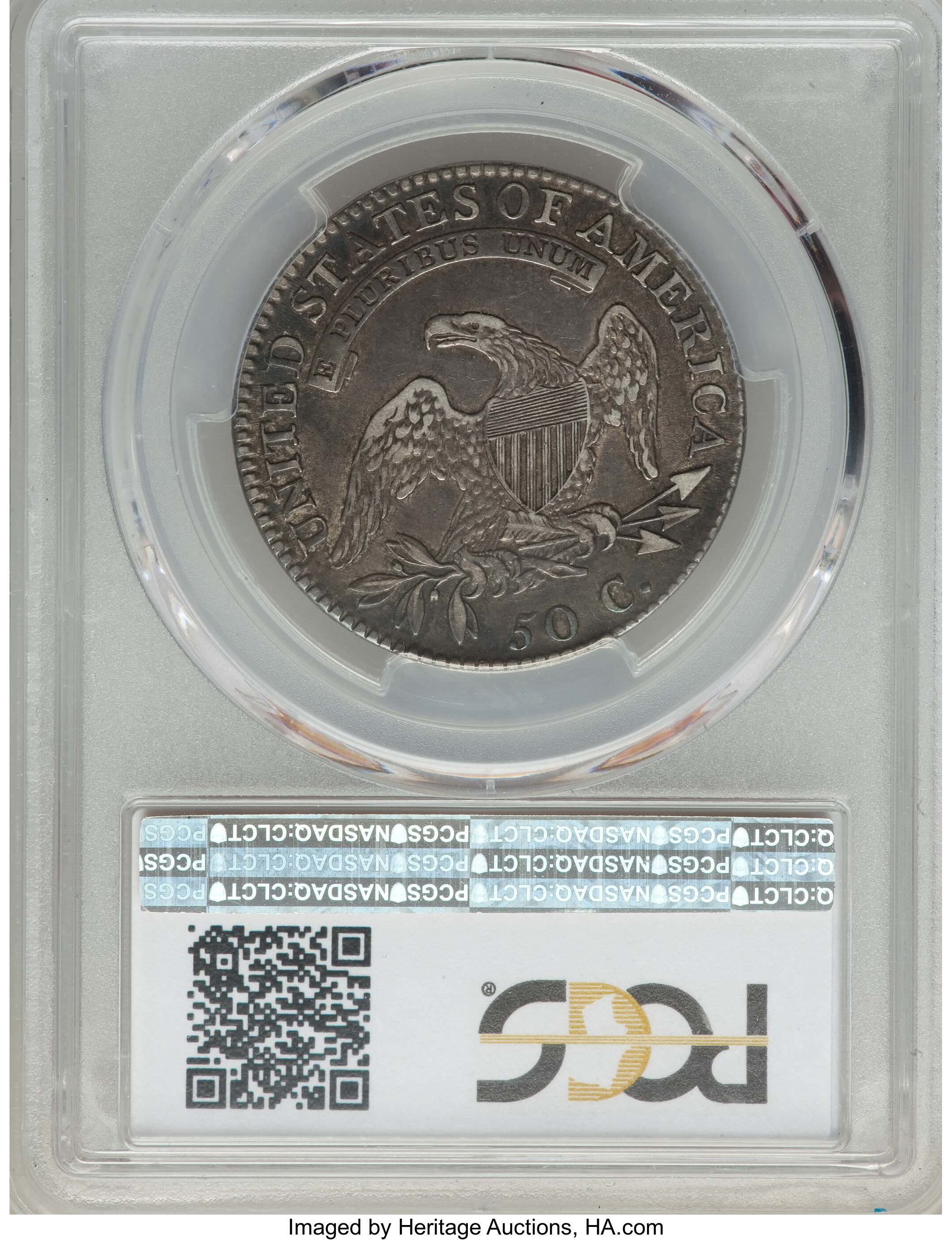 image for: 1818/7 50C Small 8, O-102, R.2, XF40 PCGS. PCGS Population: (1/12). NGC Census: (0/26). XF40. Mintage 1,960,322. ...