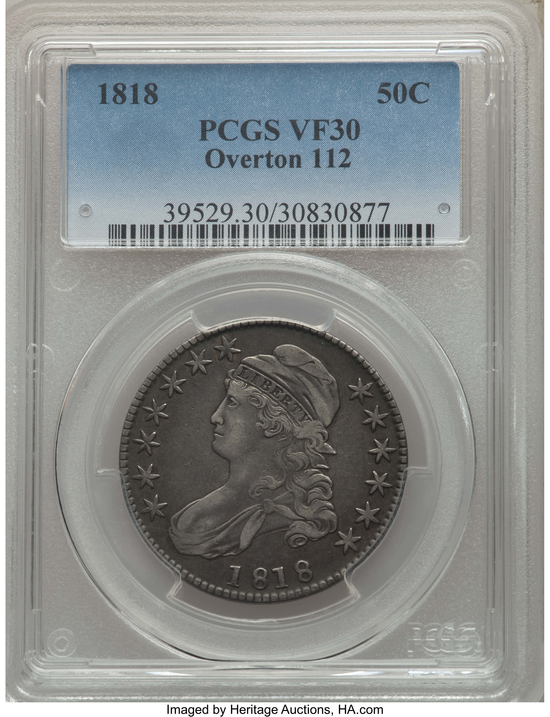 image for: 1818 50C O-112, R.1, VF30 PCGS. PCGS Population: (2/21). NGC Census: (0/27).  Mintage 1,960,322. ...