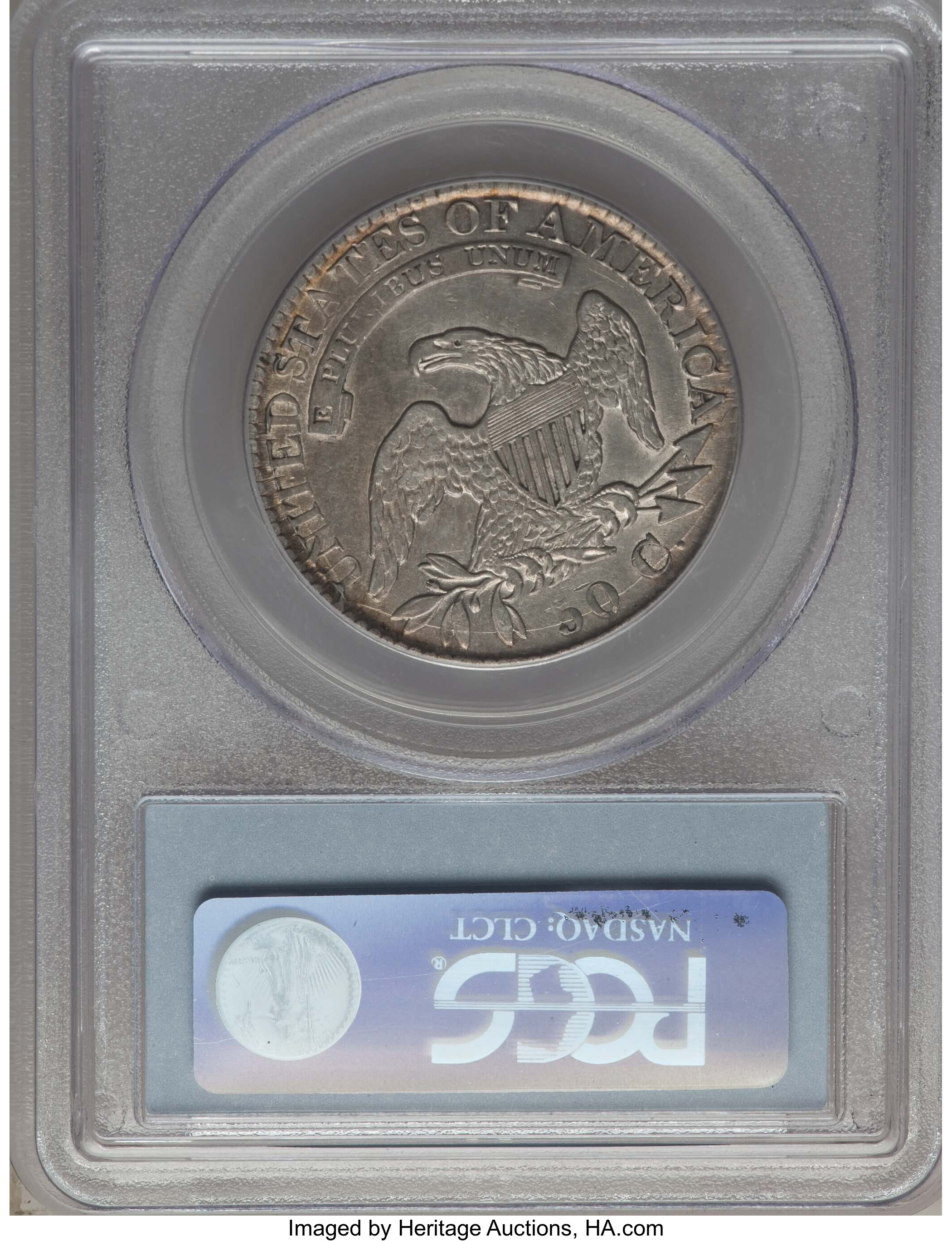 image for: 1827/6 50C O-101, R.2, XF45 PCGS. PCGS Population: (4/12). NGC Census: (4/22). XF45. Mintage 5,493,400. ...