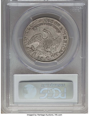image for: 1827 50C Square Base 2, O-107, R.3, XF40 PCGS. PCGS Population: (5/7). NGC Census: (3/12). XF40. Mintage 5,493,400. ...