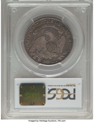 image for: 1827 50C Square Base 2, O-109, Low R.4, VF20 PCGS. PCGS Population: (1/12). NGC Census: (0/14). VF20. Mintage 5,493,400. ...