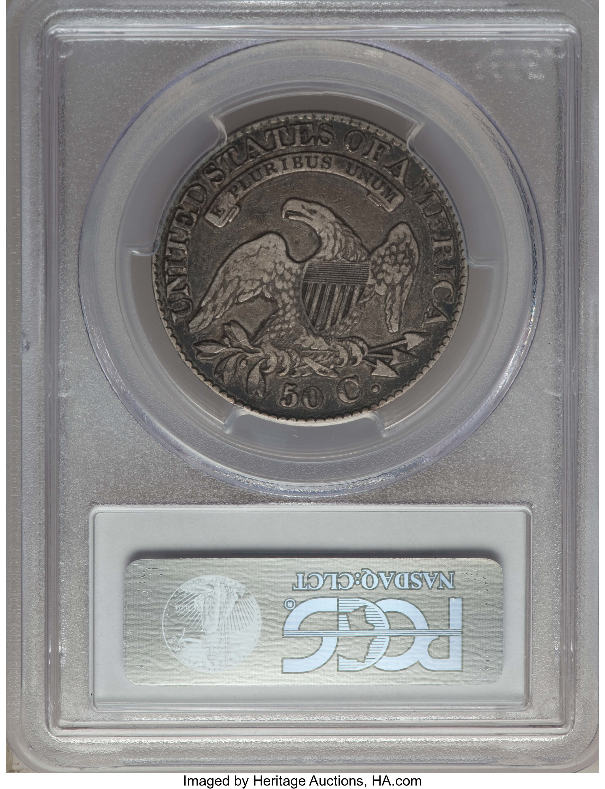 image for: 1827 50C Square Base 2, O-133, R.4, VF25 PCGS. PCGS Population: (1/14). NGC Census: (0/12).  Mintage 5,493,400. ...