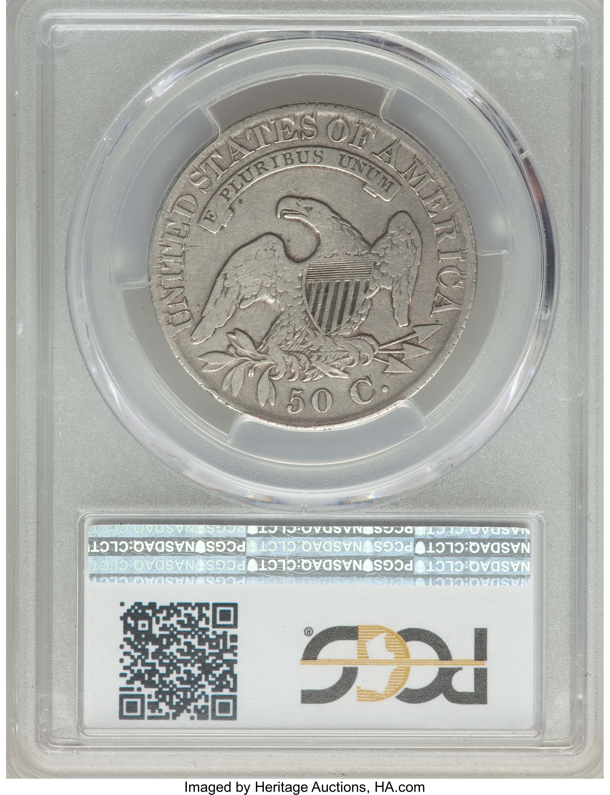 image for: 1827 50C Square Base 2, O-144, High R.5, VG8 PCGS. PCGS Population: (3/14). NGC Census: (0/4). VG8 . Mintage 5,493,400. ...