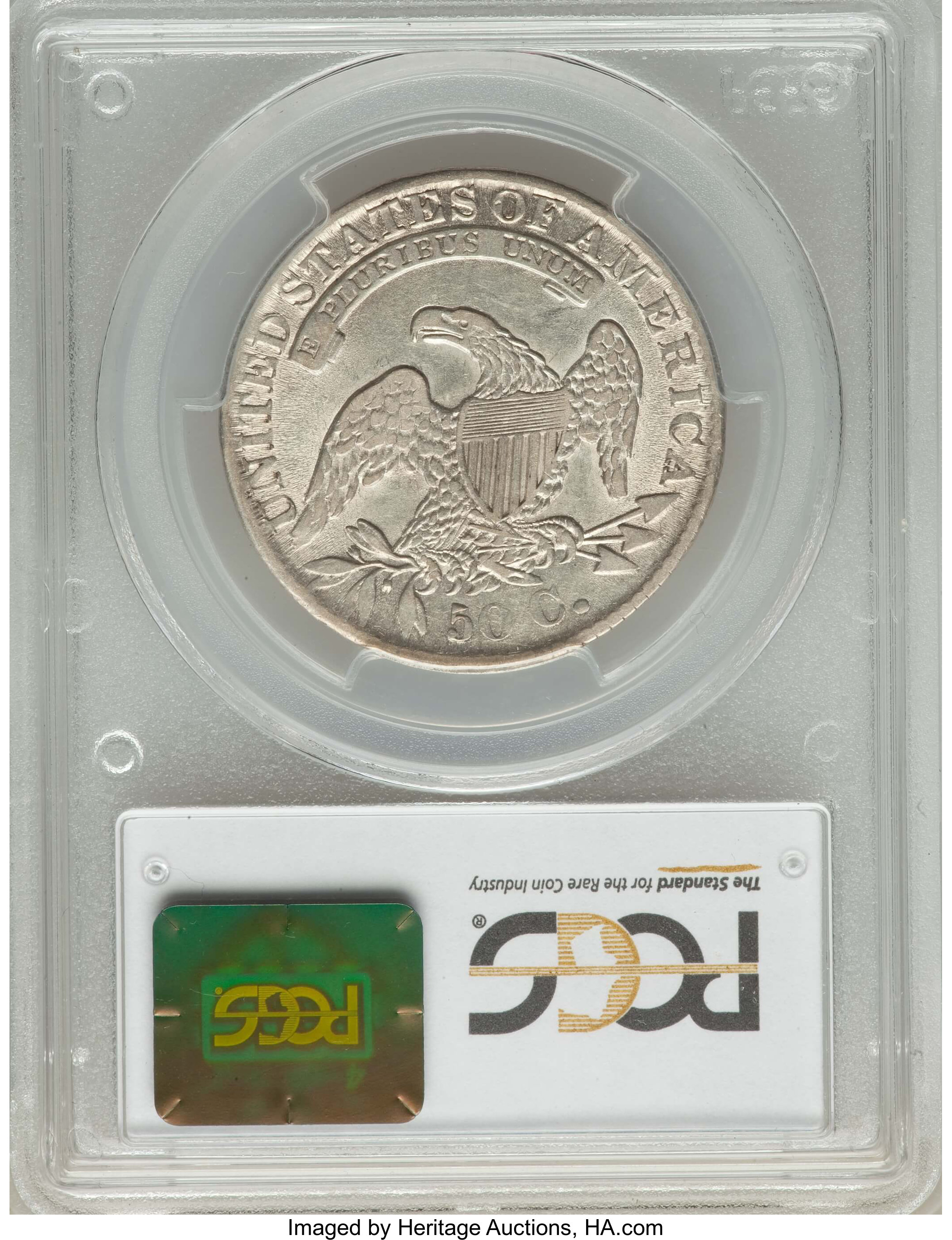 image for: 1832 50C Small Letters, O-105, R.3, AU53 PCGS. PCGS Population: (1/4). NGC Census: (1/3). AU53. Mintage 4,797,000. ...