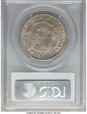 image for: 1826 50C O-105, R.3, AU50 PCGS. PCGS Population: (1/11). NGC Census: (1/12). AU50. Mintage 4,000,000. ...