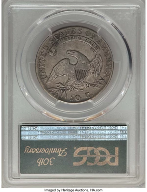 image for: 1808 50C O-106a, R.2, VF35 PCGS Secure. EX: 30th Anniversary. PCGS Population: (1/6 and 0/0+). NGC Census: (1/3 and 0/0+). ...