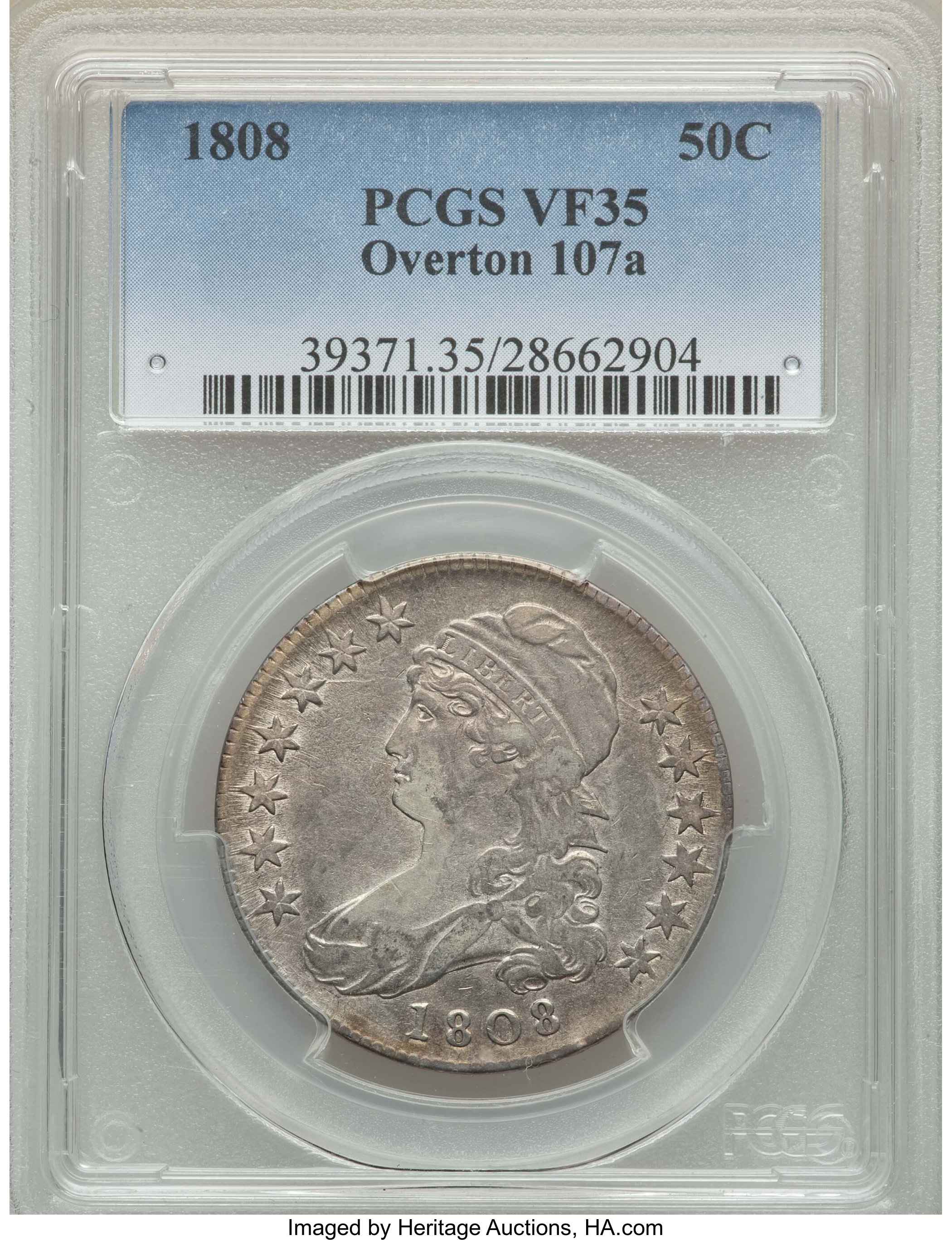 image for: 1808 50C O-107a, R.2, VF35 PCGS. PCGS Population: (2/7). NGC Census: (0/12).  ...