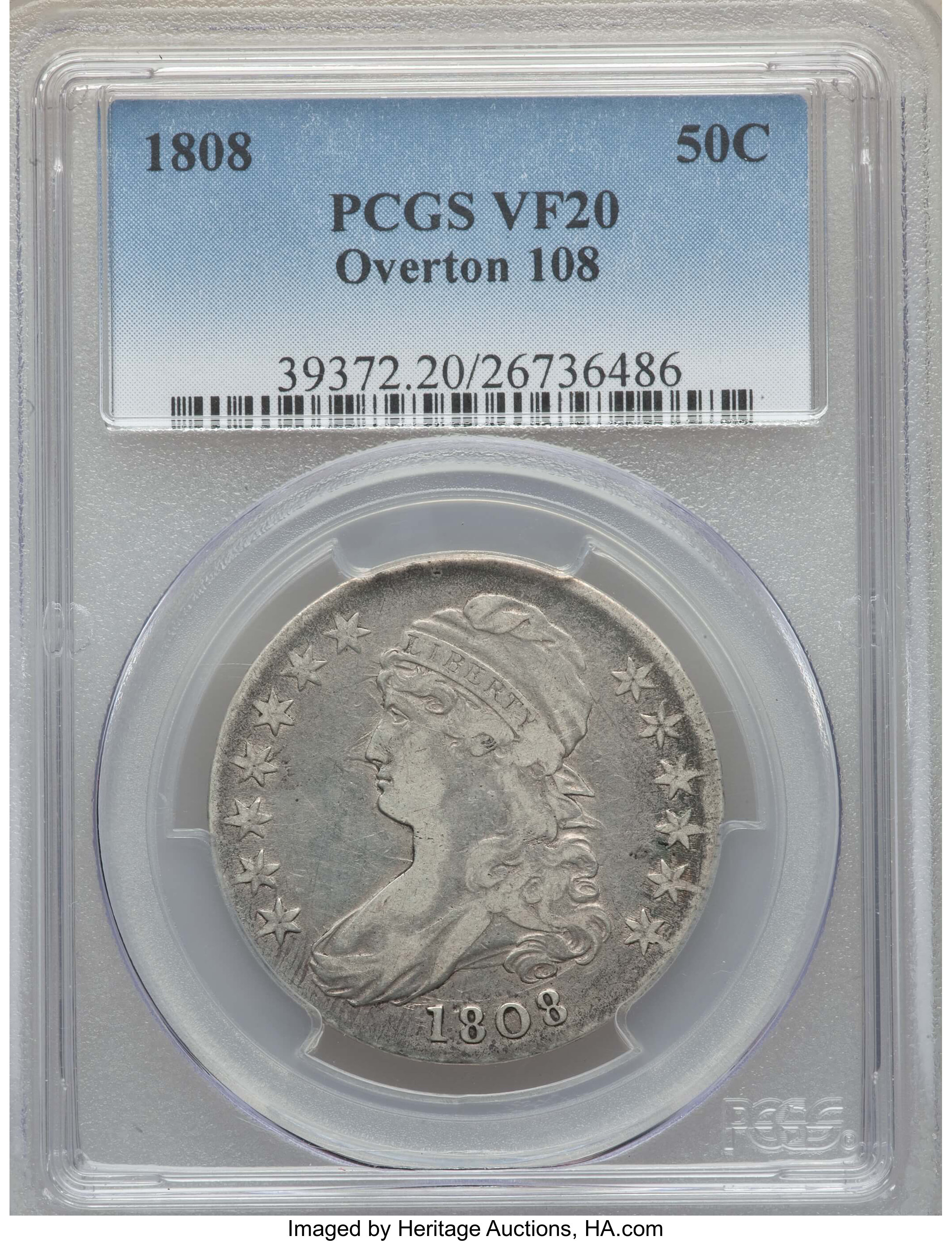 image for: 1808 50C O-108, R.3, VF20 PCGS. PCGS Population: (4/9). NGC Census: (0/4). VF20. ...