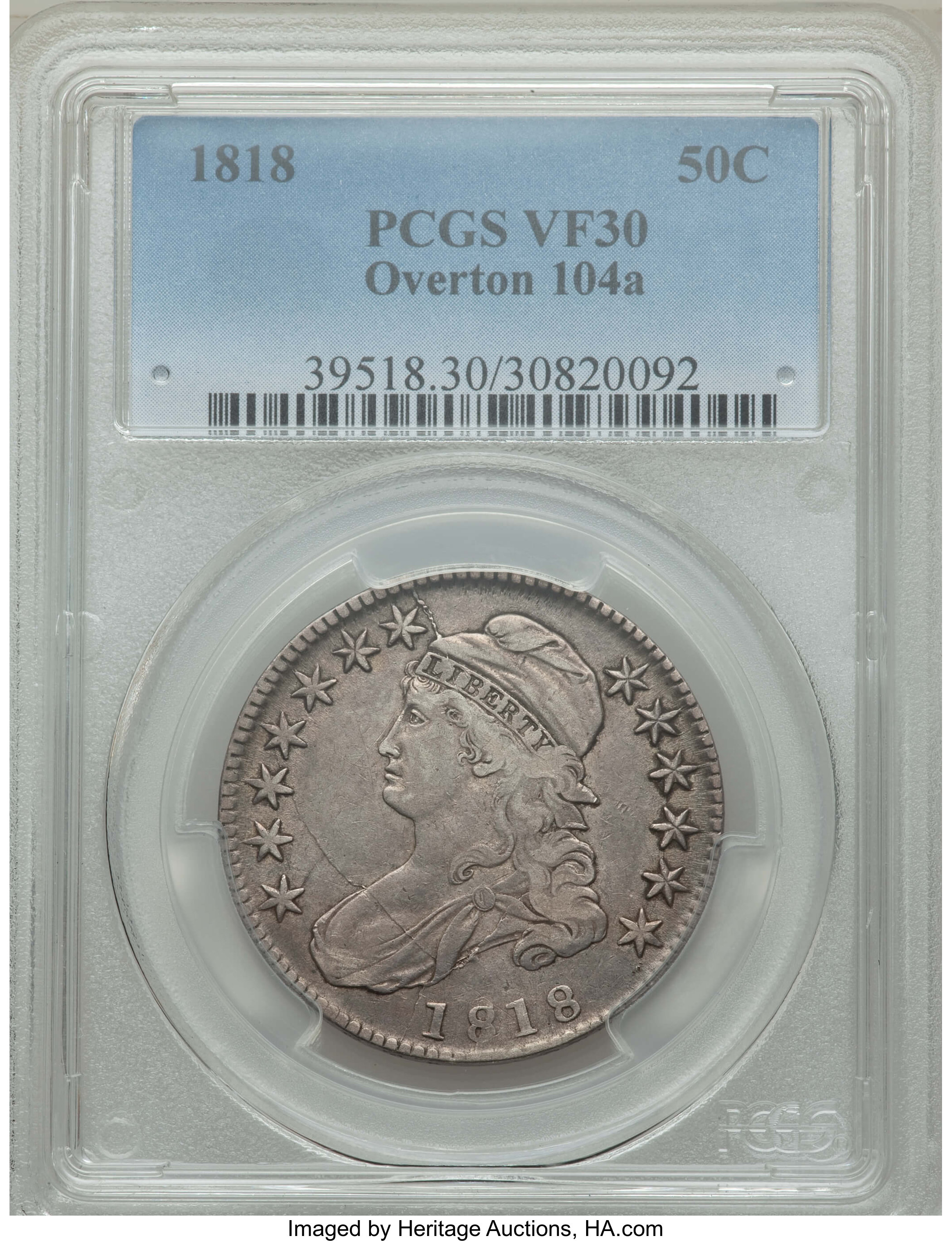 image for: 1818 50C O-104a, R.3, VF30 PCGS. PCGS Population: (5/15). NGC Census: (1/15).  Mintage 1,960,322. ...