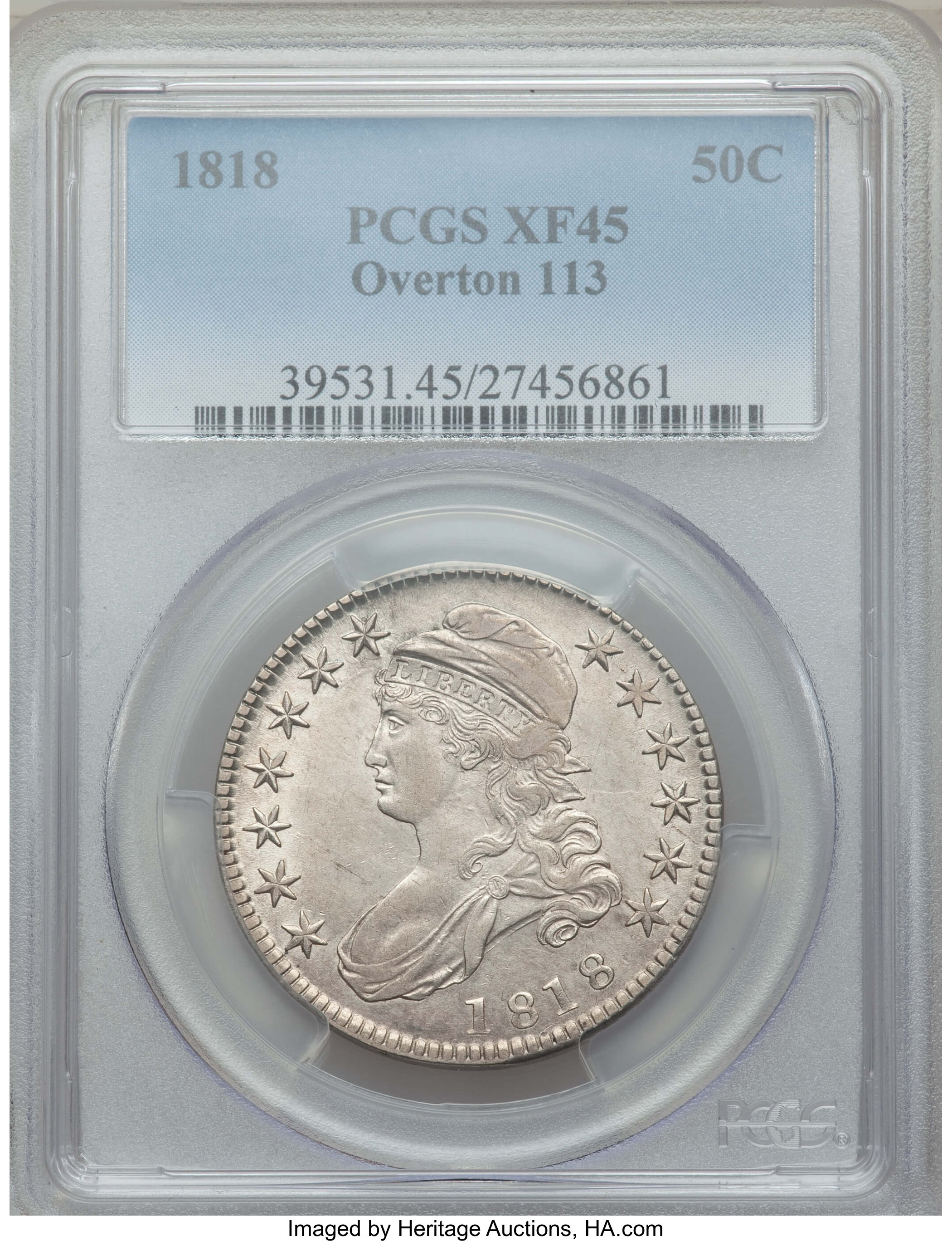 image for: 1818 50C O-113, R.3, XF45 PCGS. PCGS Population: (4/4). NGC Census: (1/3). XF45. ...
