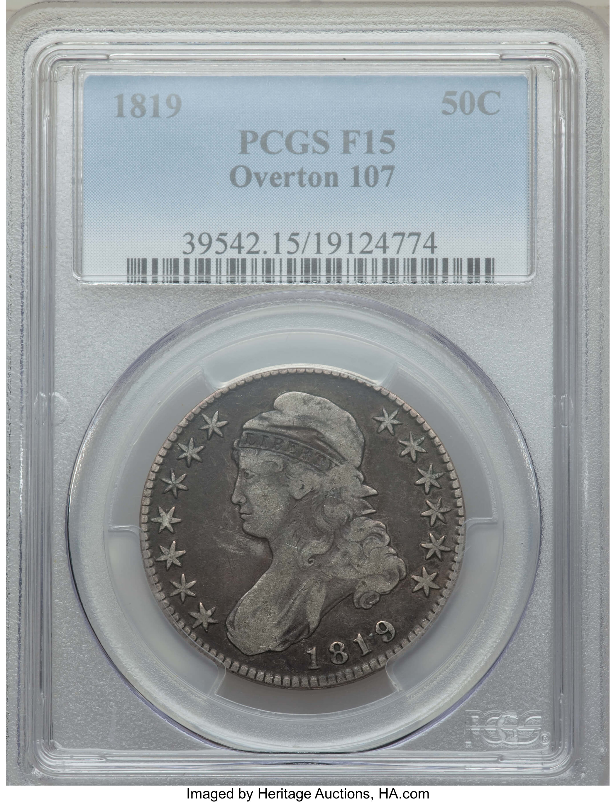 image for: 1819 50C O-107, R.4, Fine 15 PCGS. PCGS Population: (1/8). NGC Census: (0/7).  Mintage 2,208,000. ...