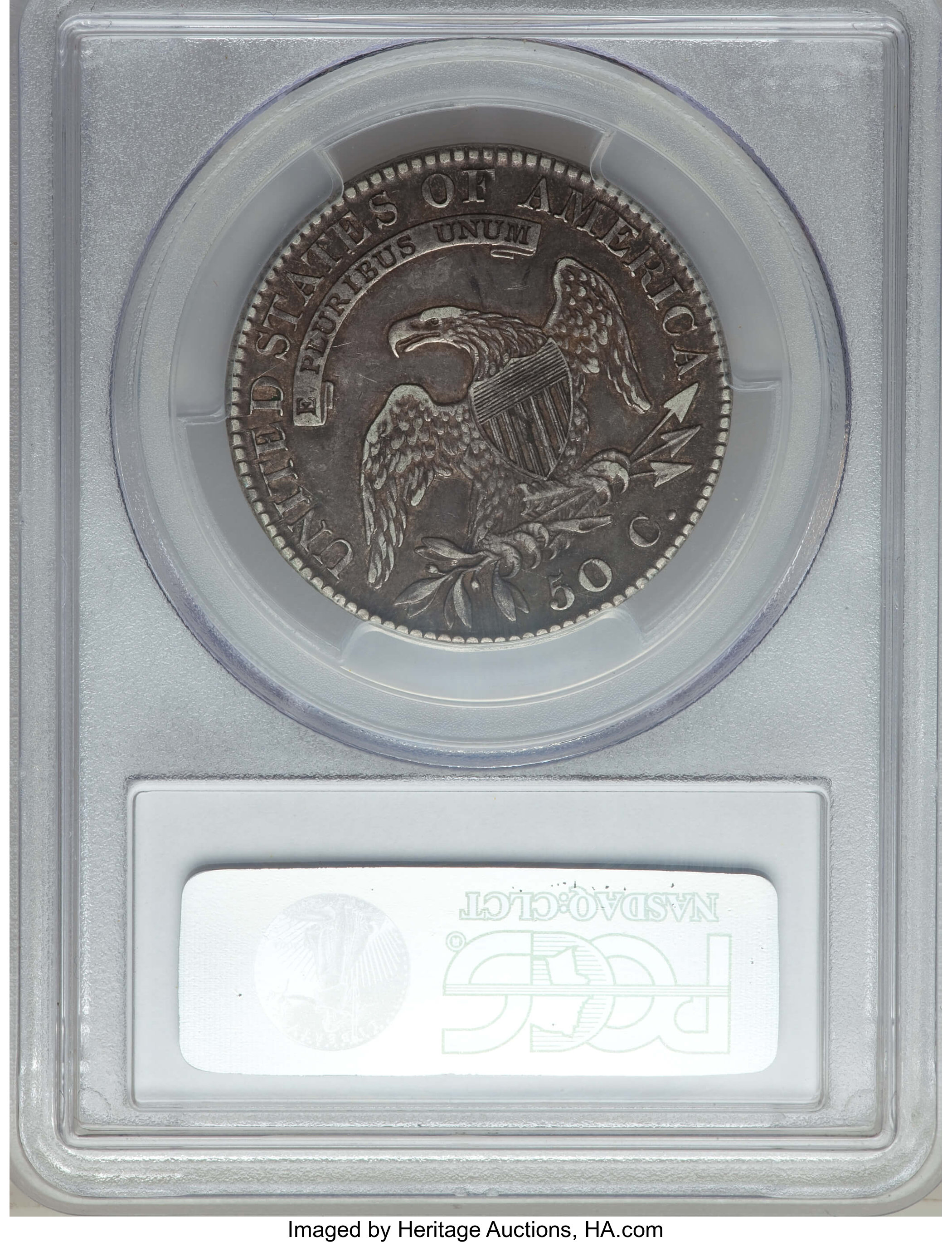 image for: 1821 50C O-102, R.2, VF35 PCGS. PCGS Population: (1/9). NGC Census: (2/12).  Mintage 1,305,797. ...