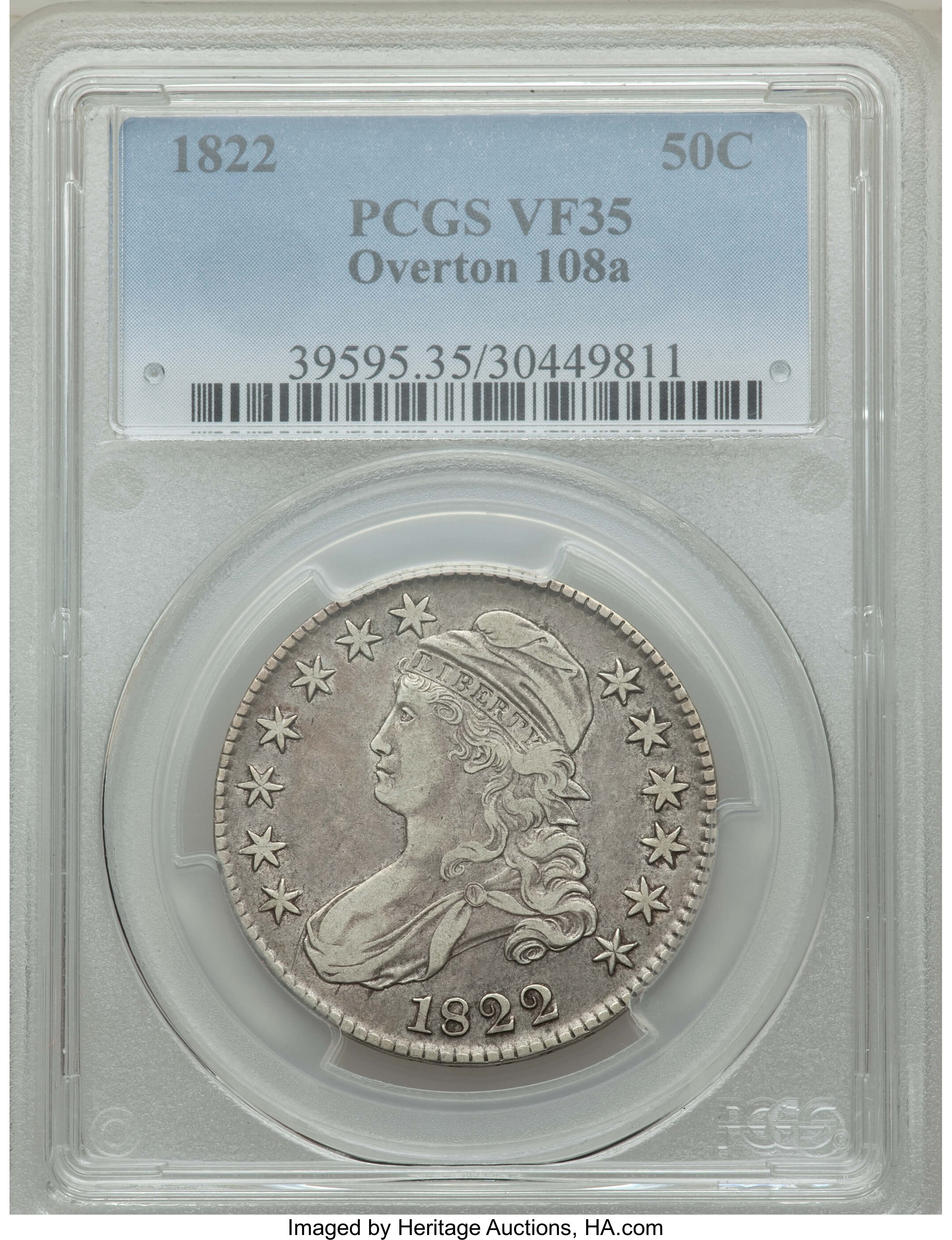 image for: 1822 50C O-108a, R.3, VF35 PCGS. PCGS Population: (2/5). NGC Census: (0/5).  Mintage 1,559,573. ...