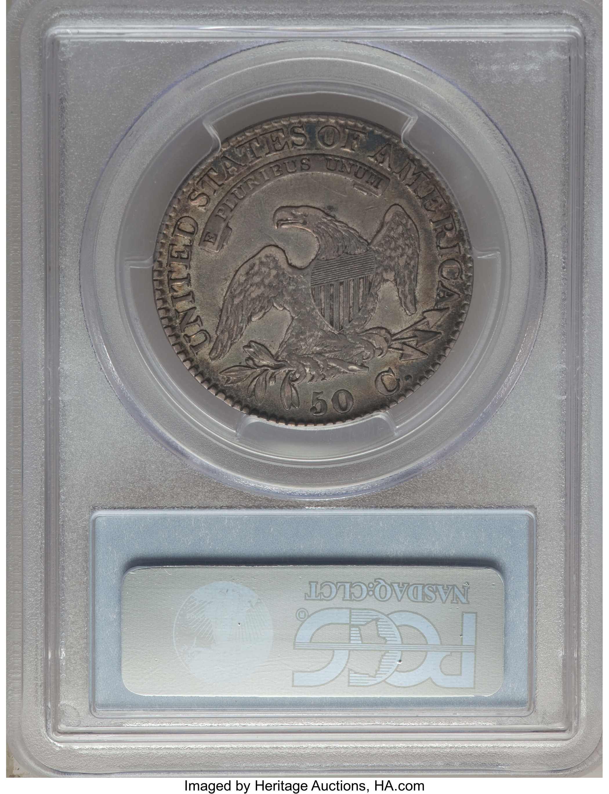 image for: 1824 50C O-104, R.2, XF40 PCGS. PCGS Population: (4/10). NGC Census: (2/22). XF40. Mintage 3,504,954....