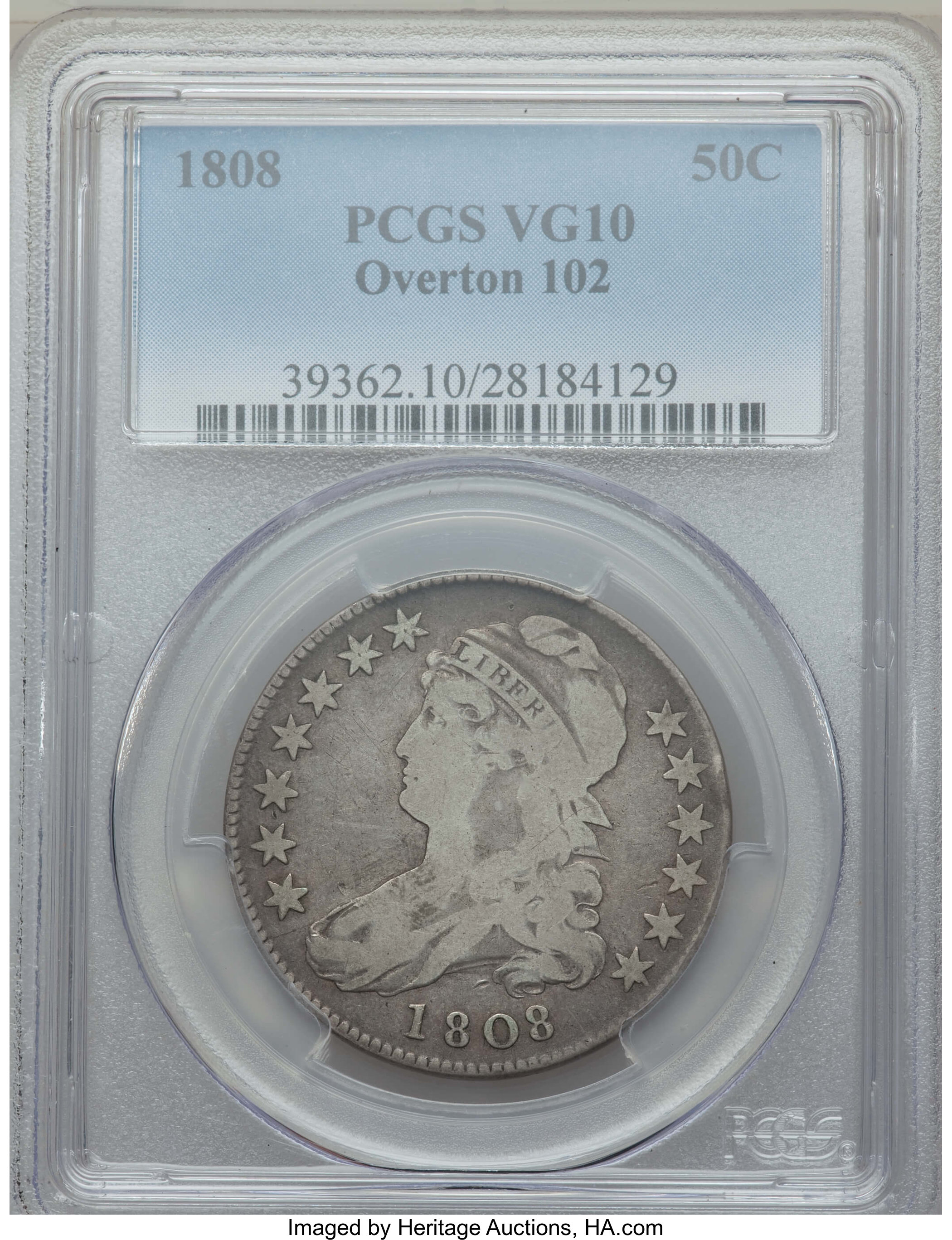 image for: 1808 50C O-102, High R.5, VG10 PCGS. PCGS Population: (1/6). NGC Census: (0/3).  ...