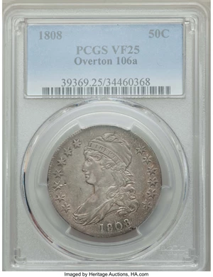 image for: 1808 50C O-106a, R.2, VF25 PCGS. PCGS Population: (1/7). NGC Census: (0/4). From The Loma Linda Collection...