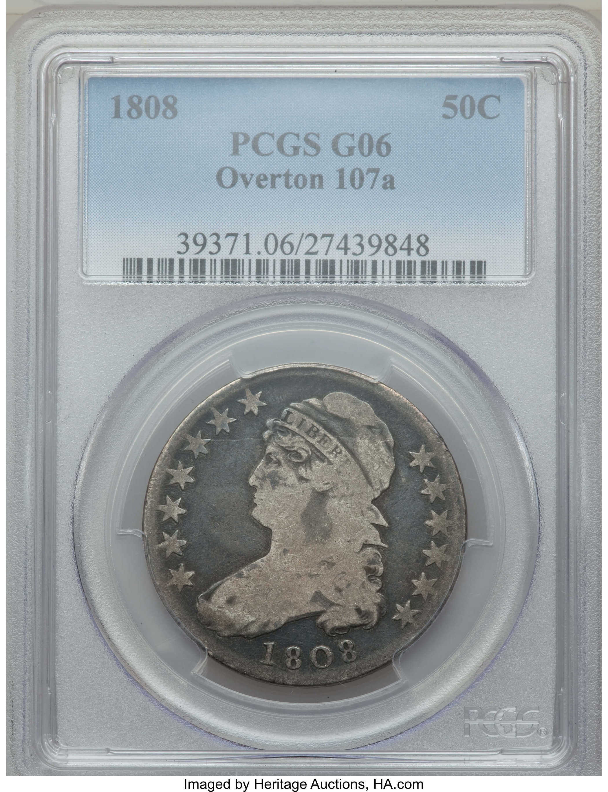 image for: 1808 50C O-107a, R.2, Good 6 PCGS. PCGS Population: (1/14). NGC Census: (1/17).  ...