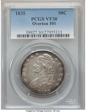 image for: 1835 50C O-101, R.1, VF30 PCGS. PCGS Population: (4/28). NGC Census: (2/36). ...