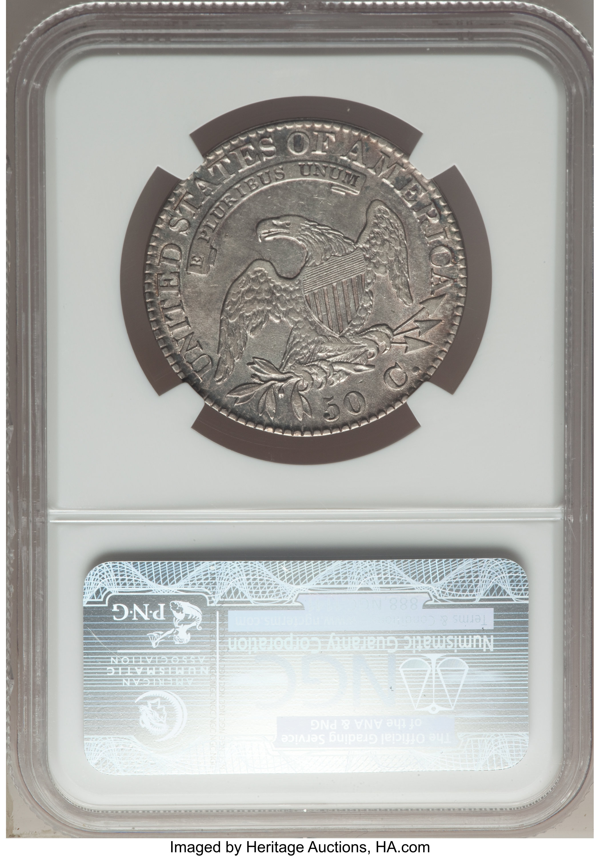 image for: 1824 50C O-104, R.2, XF45 NGC. NGC Census: (5/17). PCGS Population: (2/8). XF45. Mintage 3,504,954....